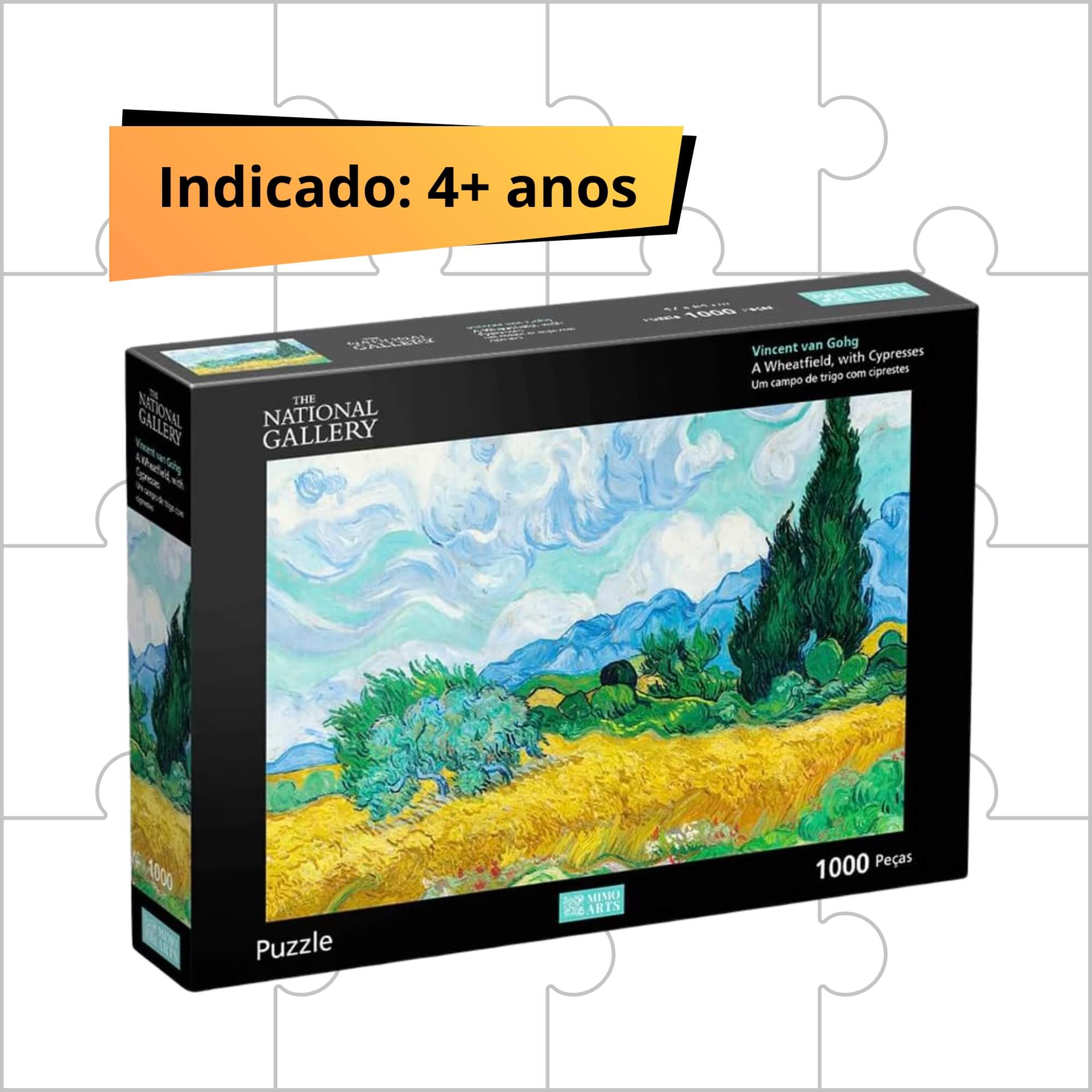 Quebra-Cabeça Puzzle 1.000 Peças Campo de Trigo - Van Gogh Mimo Toys - 2603