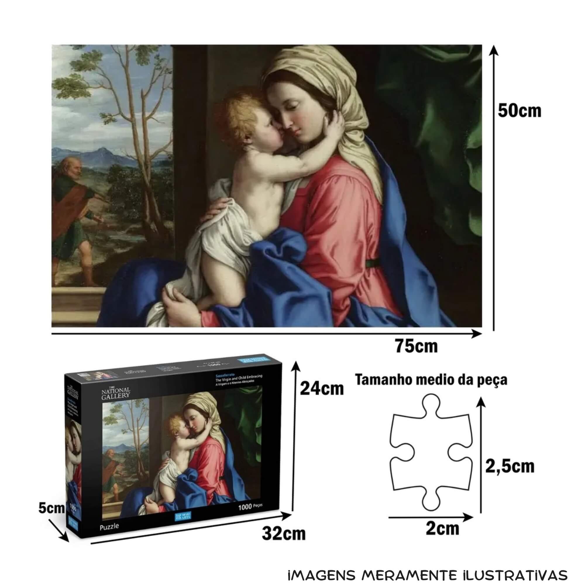 Quebra-Cabeça Puzzle 1.000 Peças A Virgem e Menino Jesus Previtali Mimo Toys - 2609