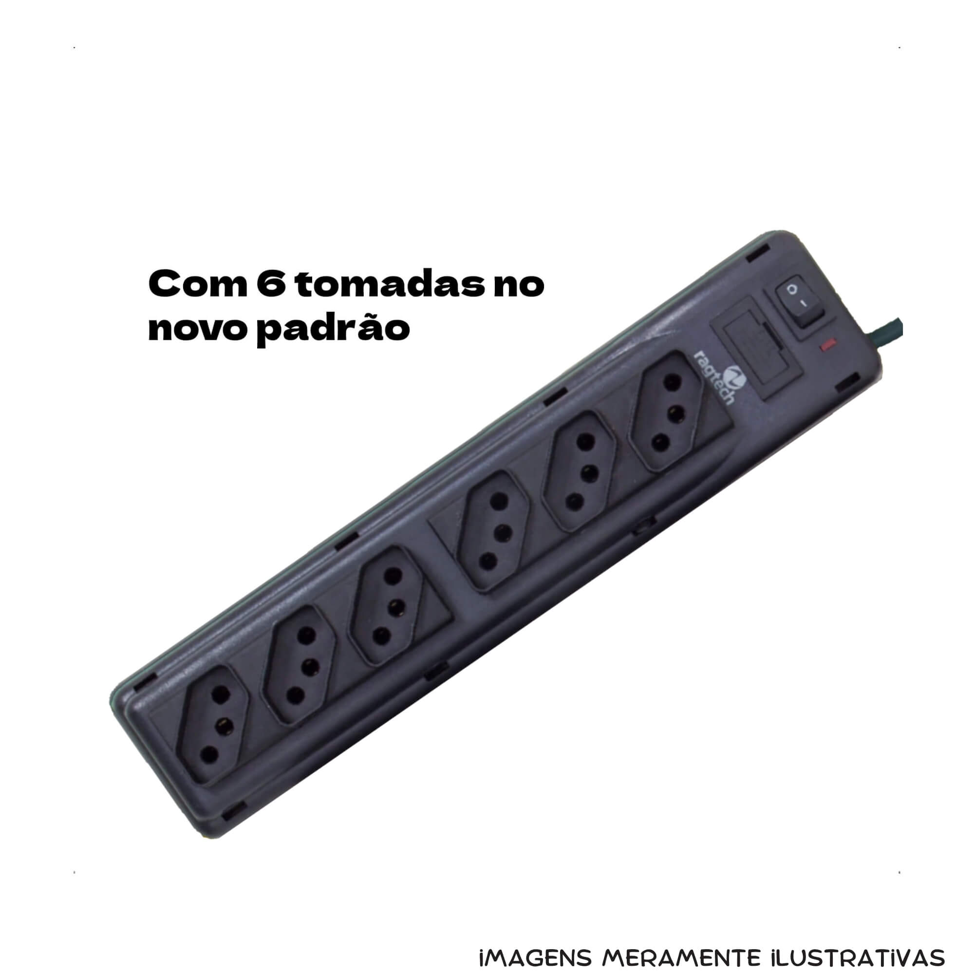 COMP Kit com 5 Filtros de Linha Home 6 Tomadas NBR Bivolt 115-127-220V 50-60hz Ragtech - 2040