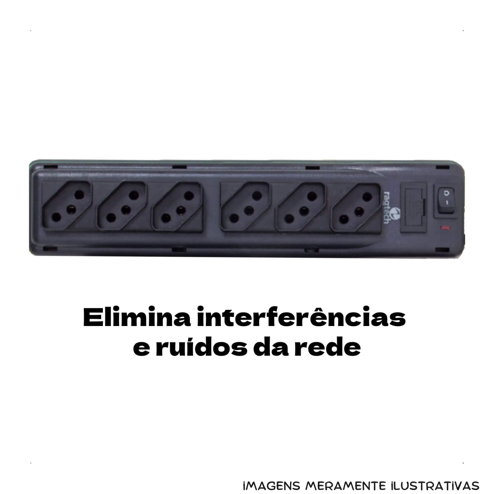 COMP Kit com 5 Filtros de Linha Home 6 Tomadas NBR Bivolt 115-127-220V 50-60hz Ragtech - 2040
