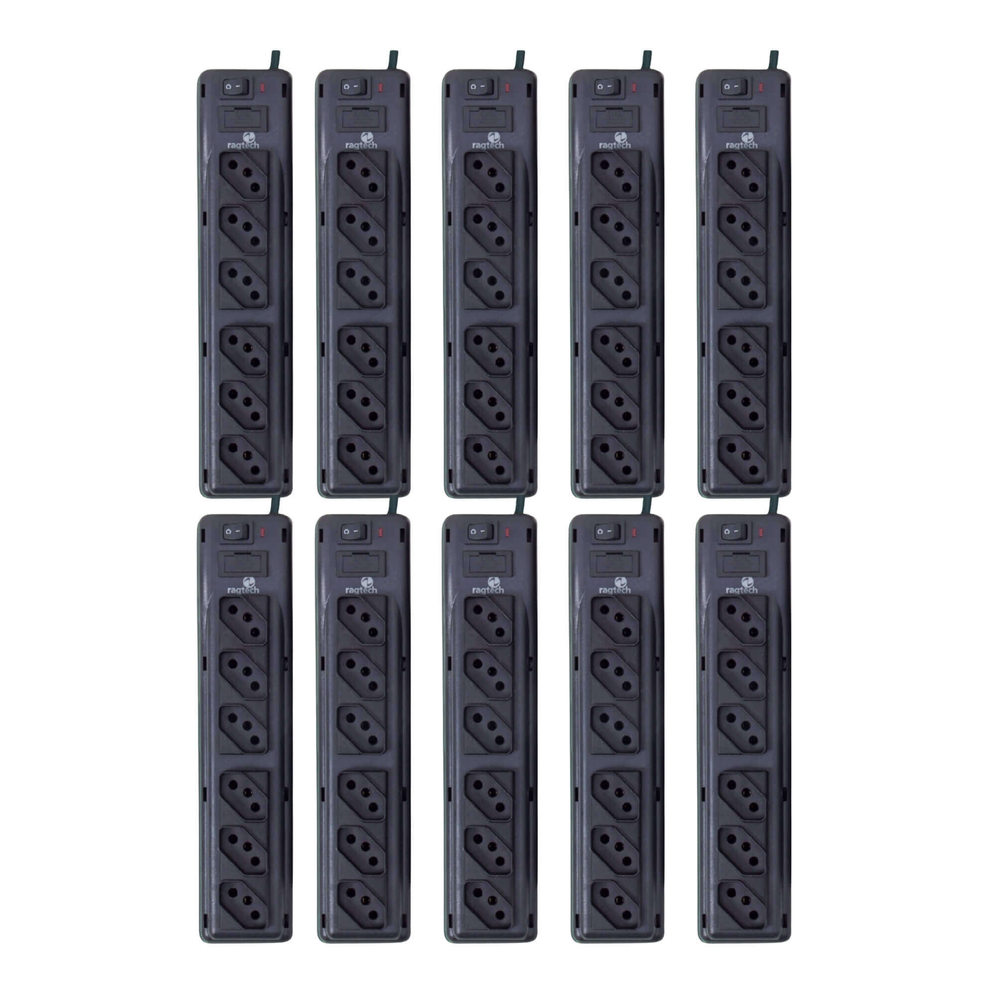 COMP Kit com 10 Filtros de Linha Home 6 Tomadas NBR Bivolt 115-127-220V 50-60hz 1,50M - Ragtech 2040