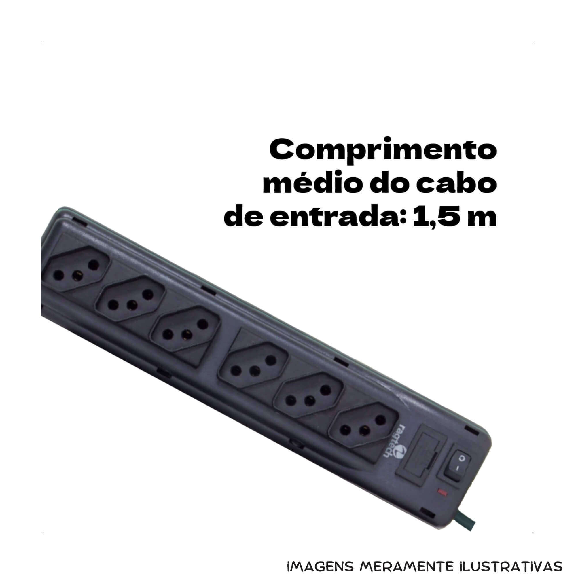 COMP Kit com 10 Filtros de Linha Home 6 Tomadas NBR Bivolt 115-127-220V 50-60hz 1,50M - Ragtech 2040