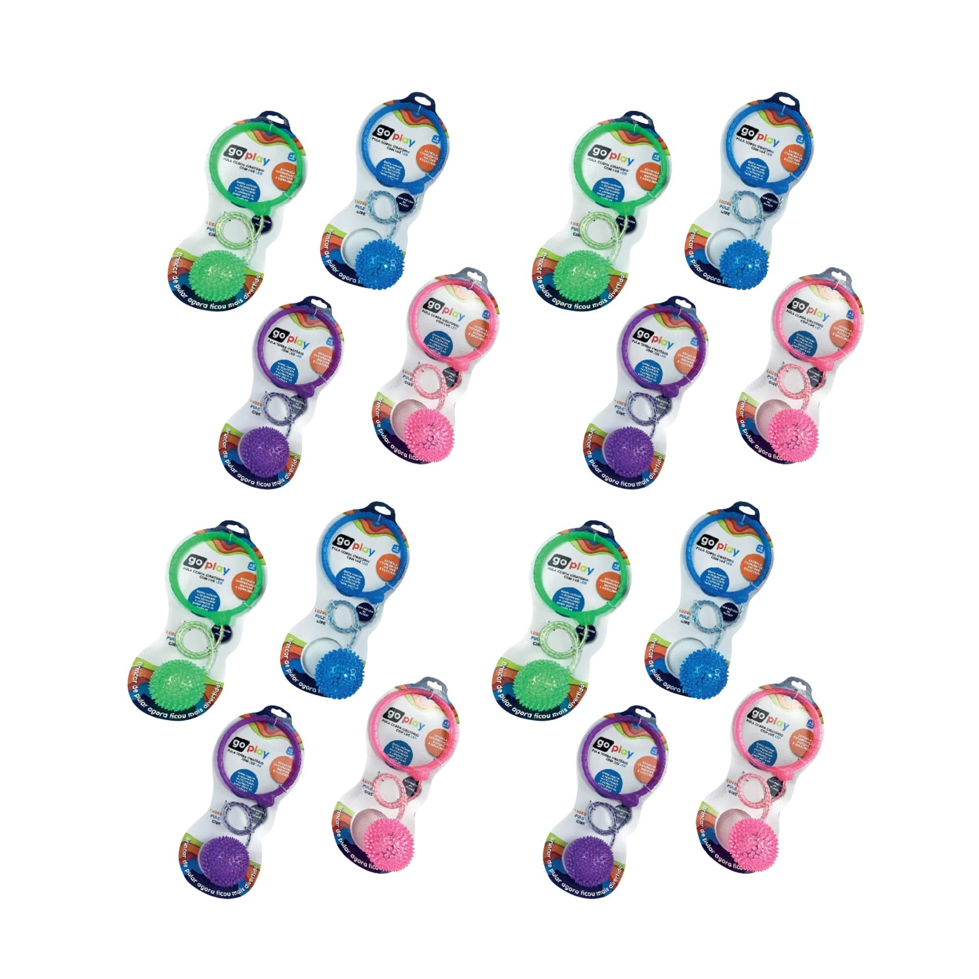 COMP Kit c/ 16 Pula Corda Giratório Cor Sortida c/ Luz Led Lembrancinha Festa Multikids BR1207