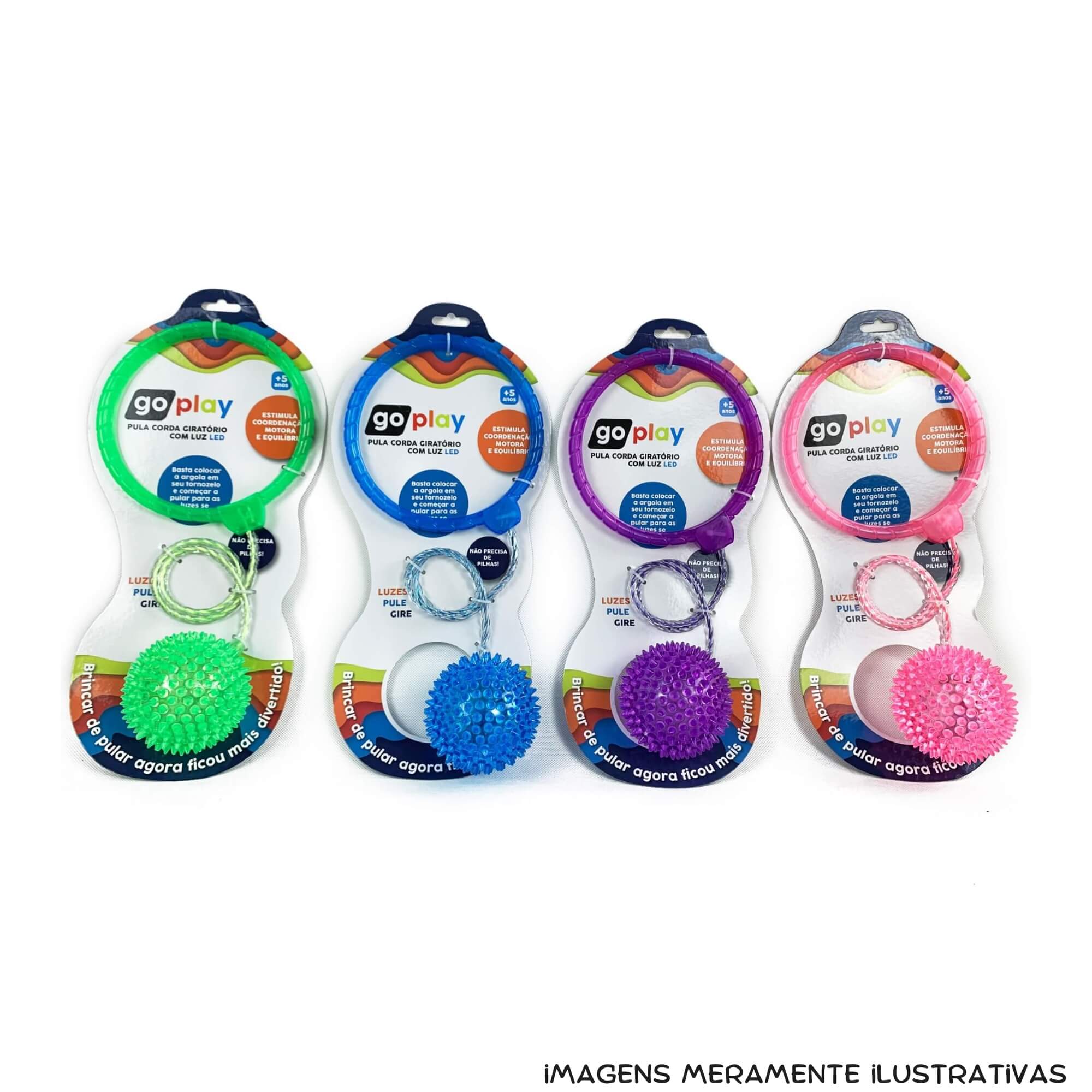 COMP Kit c/ 16 Pula Corda Giratório Cor Sortida c/ Luz Led Lembrancinha Festa Multikids BR1207