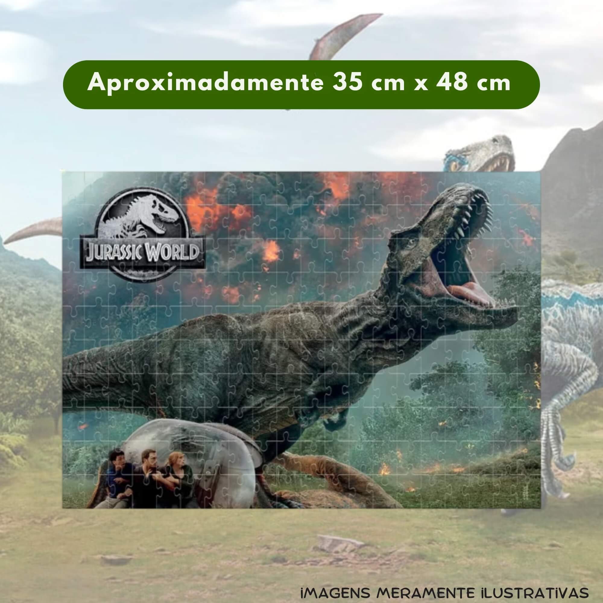 COMP Kit com 5 Quebra-Cabeças Puzzle Colecionável 200 Peças Jurassic World Mimo Toys
