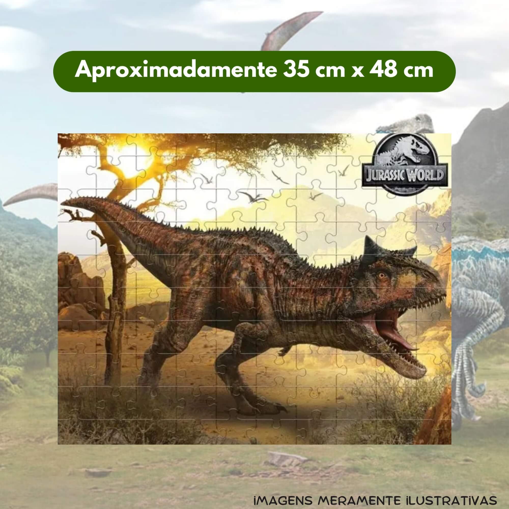 COMP Kit com 5 Quebra-Cabeças Puzzle Colecionável 200 Peças Jurassic World Mimo Toys