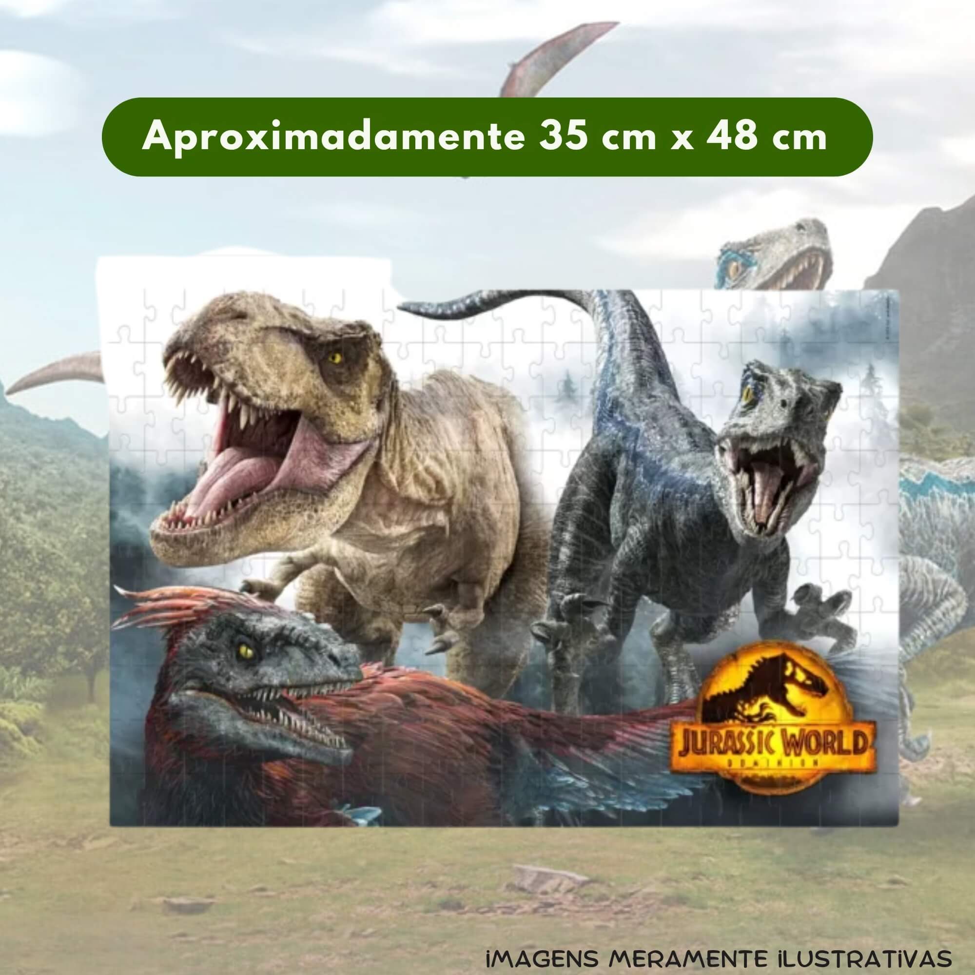 COMP Kit com 5 Quebra-Cabeças Puzzle Colecionável 200 Peças Jurassic World Mimo Toys