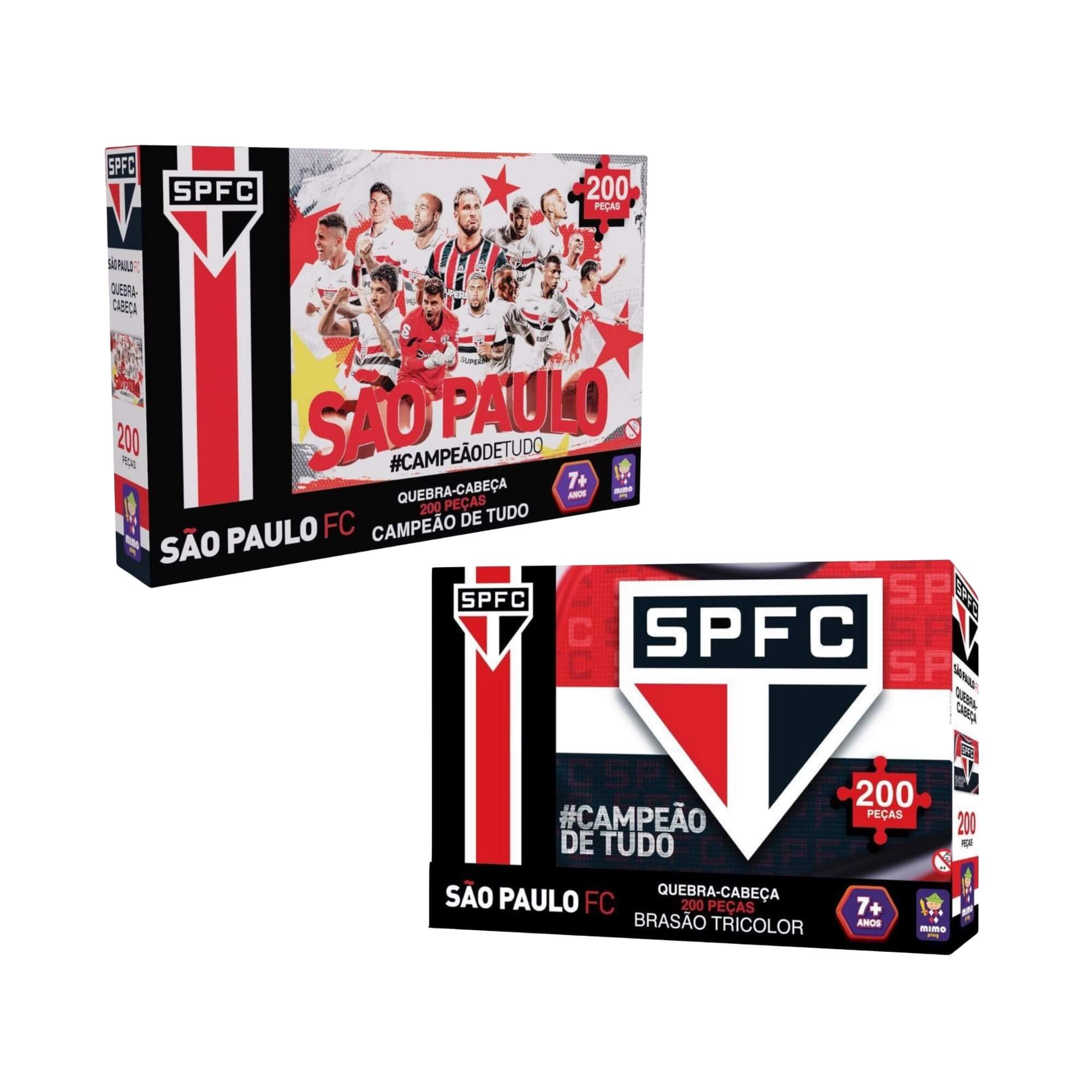 COMP Kit c/ 2 Quebra-Cabeças Puzzle Coleção Futebol São Paulo 200 Peças Mimo Toys