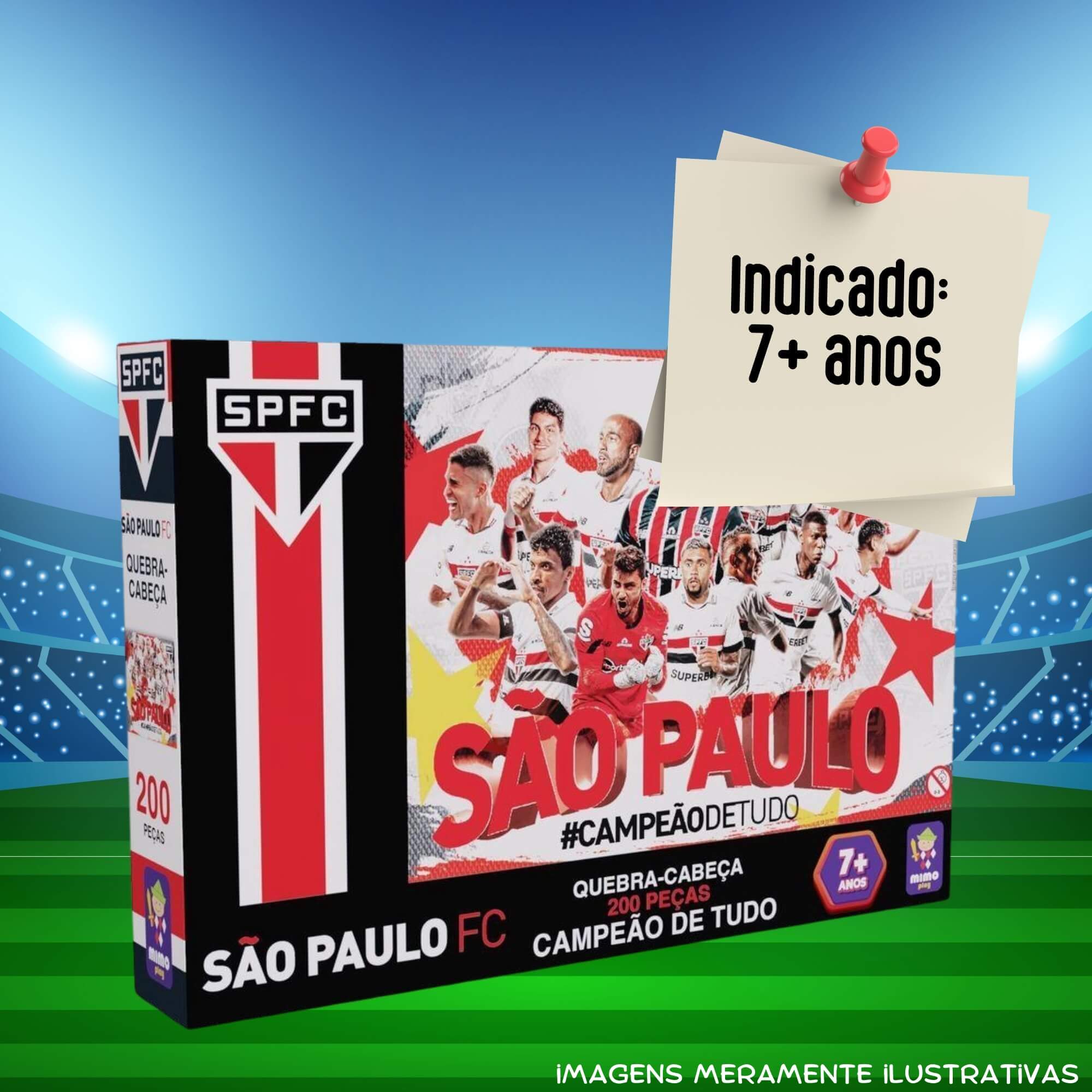 COMP Kit c/ 2 Quebra-Cabeças Puzzle Coleção Futebol São Paulo 200 Peças Mimo Toys