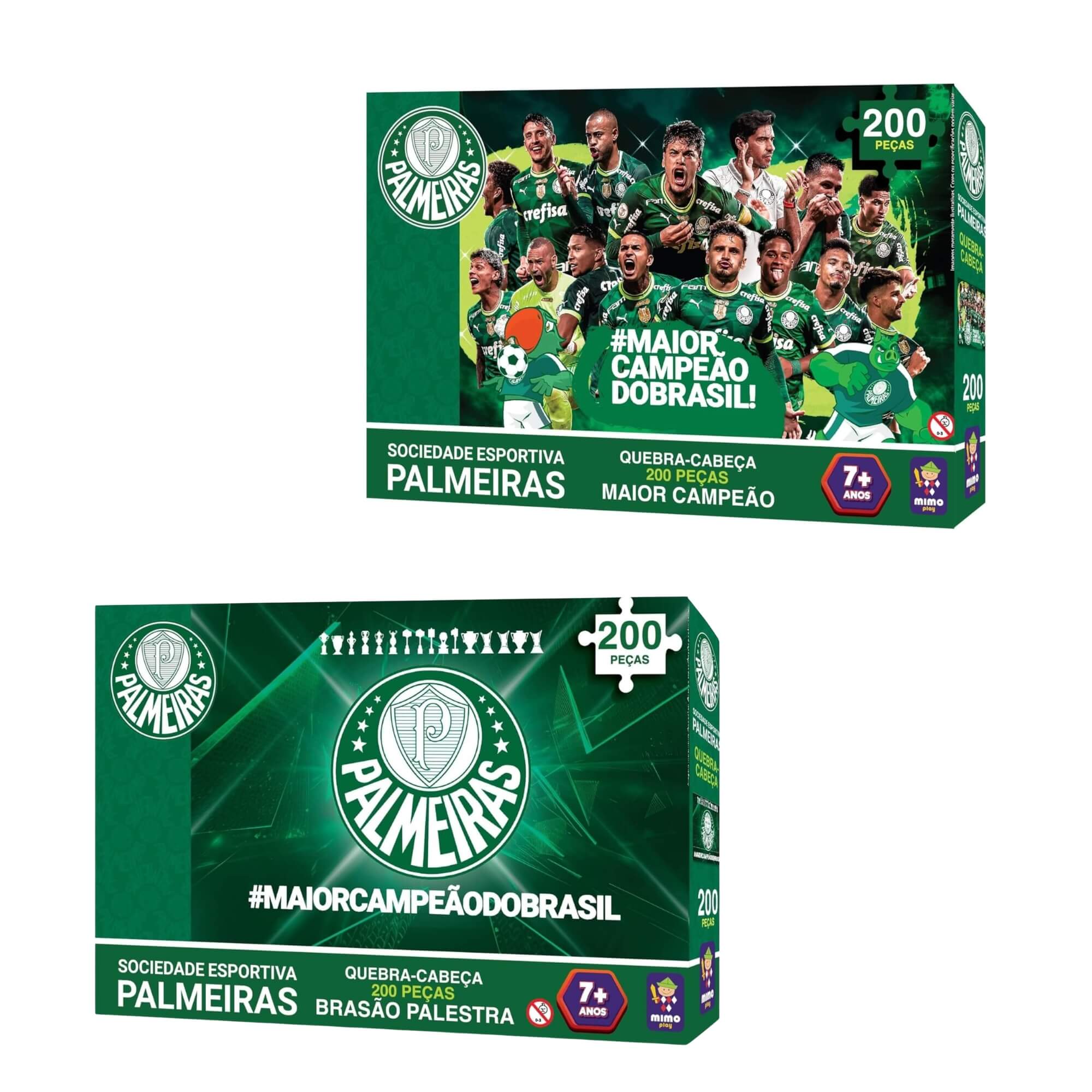 COMP Kit c/ 2 Quebra-Cabeças Puzzle Coleção Futebol Palmeiras 200 Peças Mimo Toys