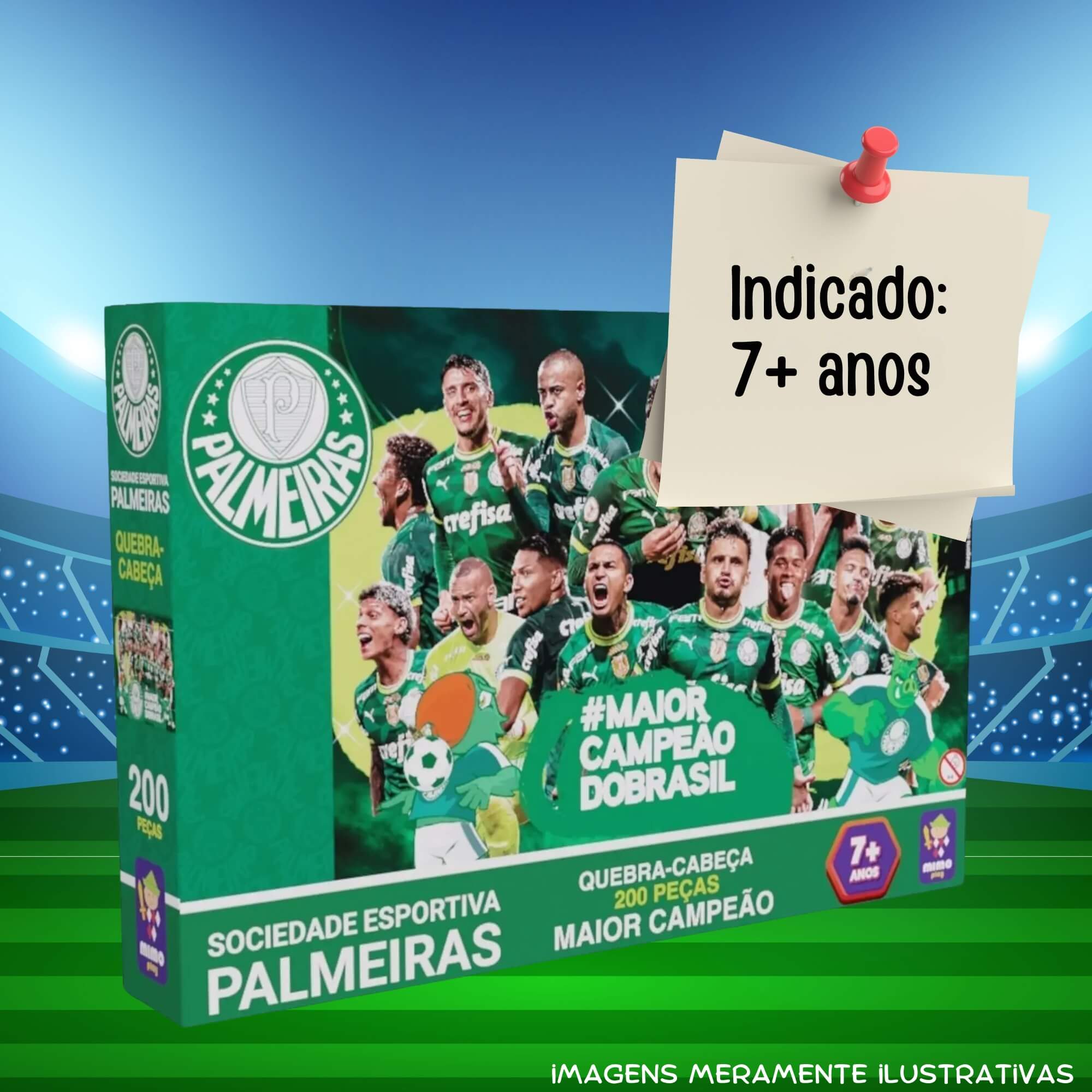 COMP Kit c/ 2 Quebra-Cabeças Puzzle Coleção Futebol Palmeiras 200 Peças Mimo Toys