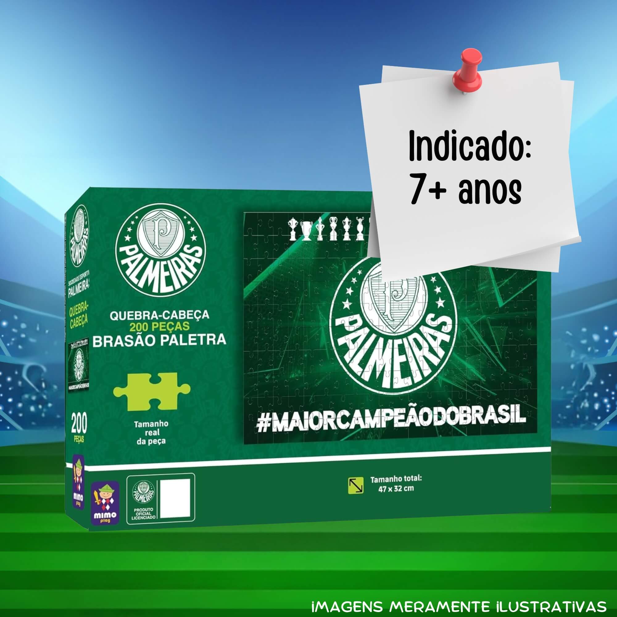 COMP Kit c/ 2 Quebra-Cabeças Puzzle Coleção Futebol Palmeiras 200 Peças Mimo Toys