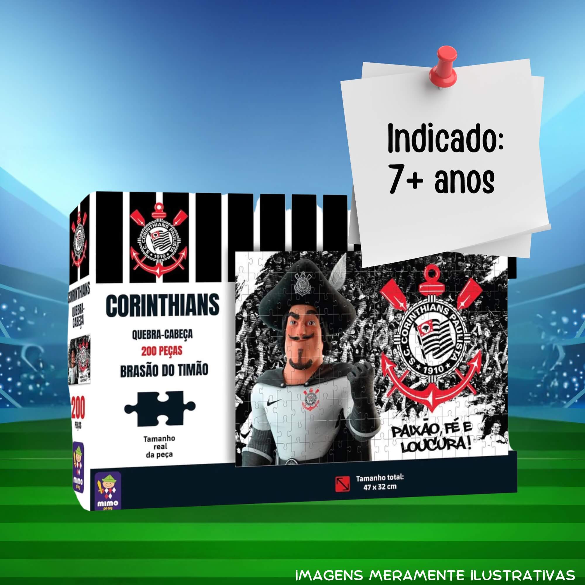 COMP Kit c/ 2 Quebra-Cabeças Puzzle Coleção Futebol Corinthians 200 Peças Mimo Toys