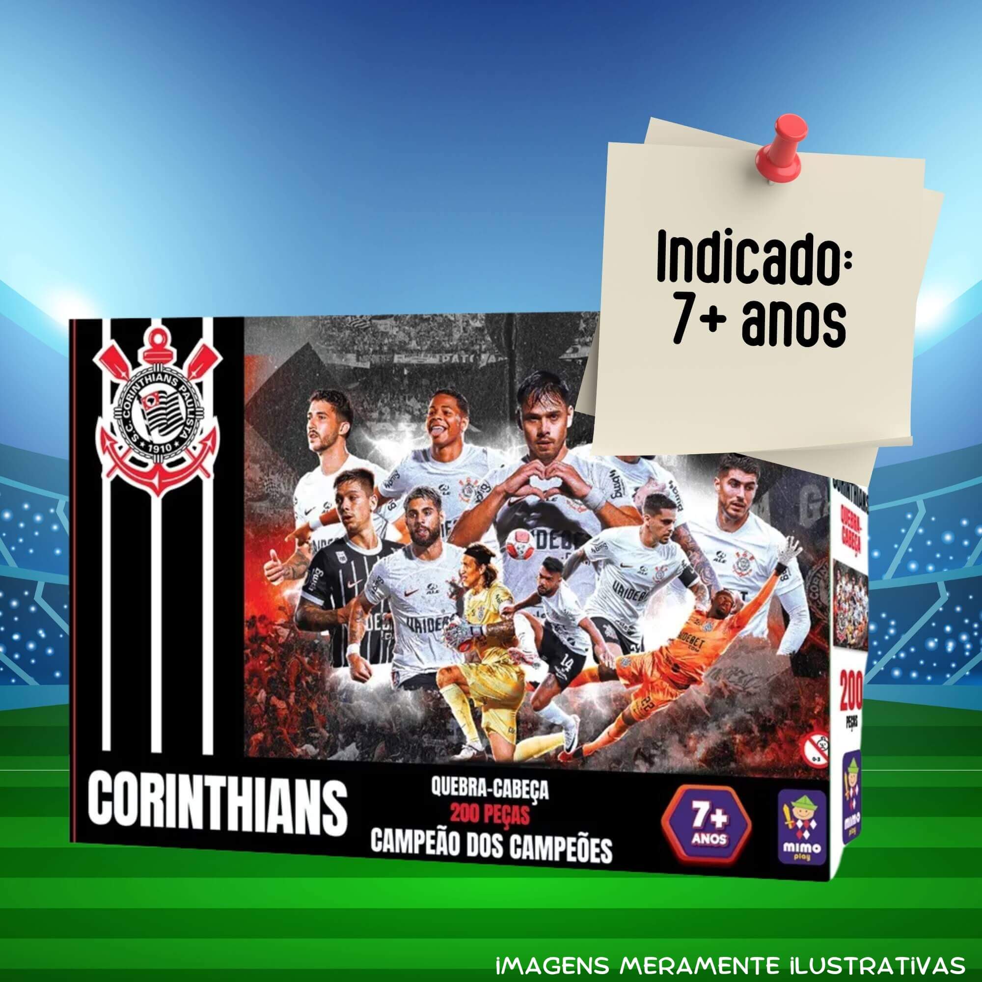 COMP Kit c/ 2 Quebra-Cabeças Puzzle Coleção Futebol Corinthians 200 Peças Mimo Toys