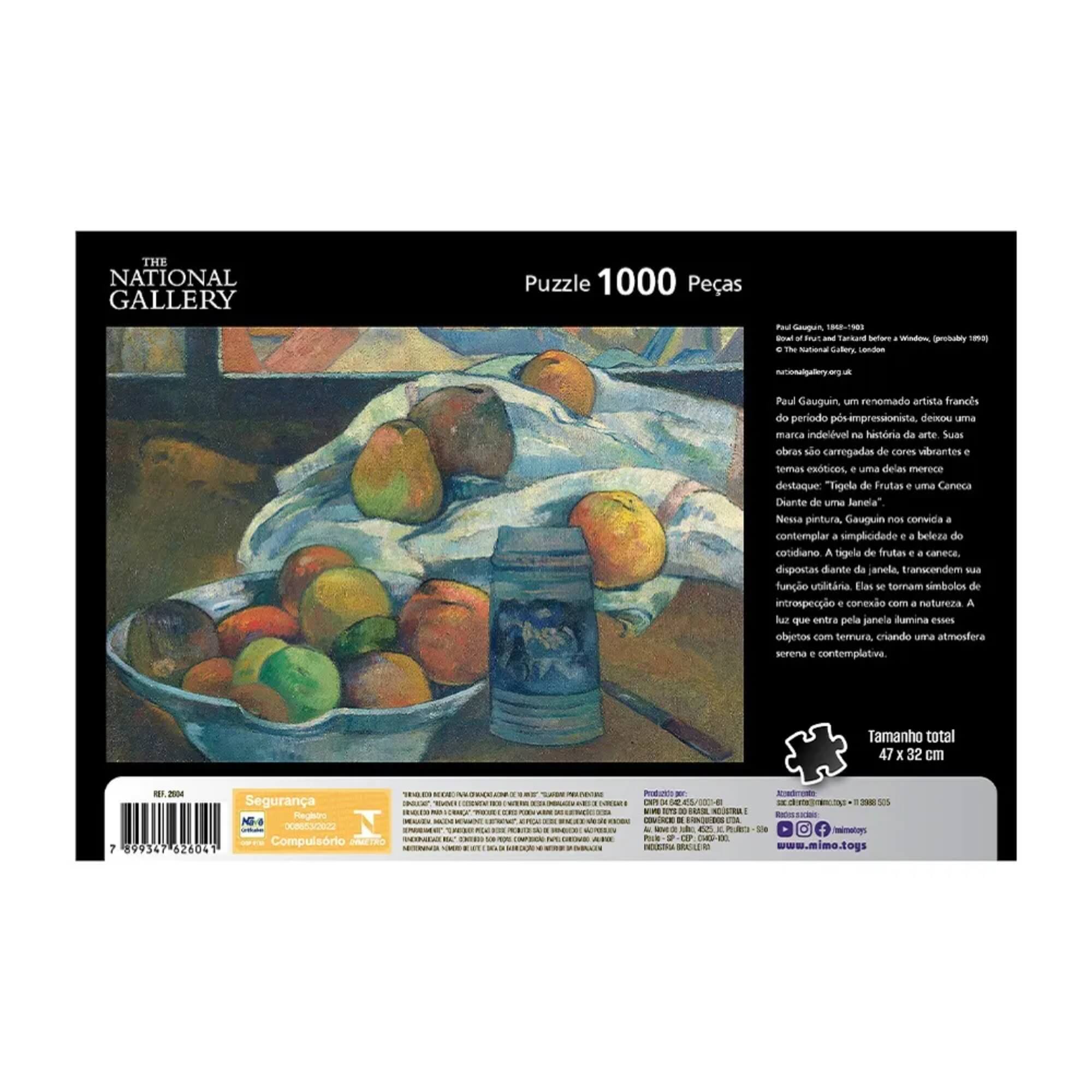 VAR Quebra-Cabeça Puzzle Unitário 1.000 Peças Obras de Arte The National Gallery Mimo Toys Modelos:Tigela Frutas Gauguim