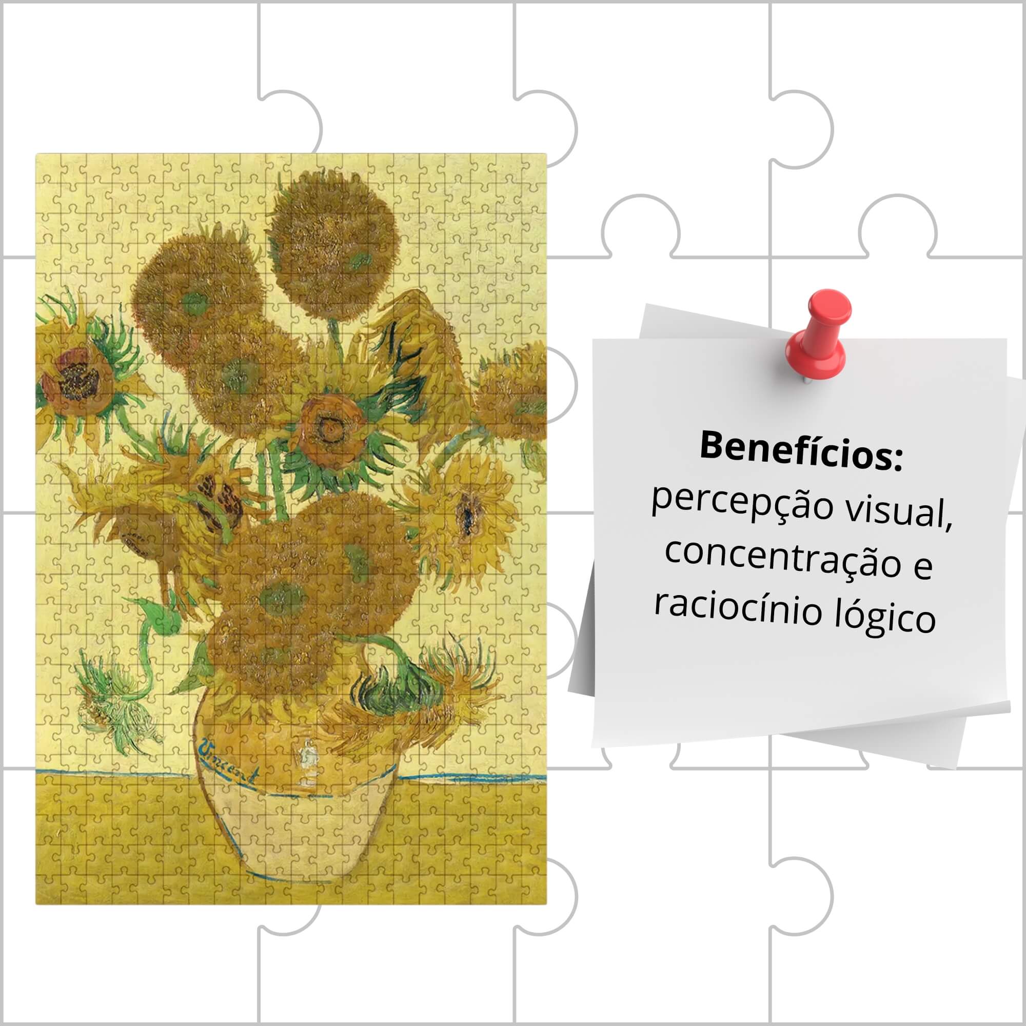 Quebra-Cabeça Unitário 500 Peças Obras de Arte Gallery Modelos:Girassóis Van Gogh