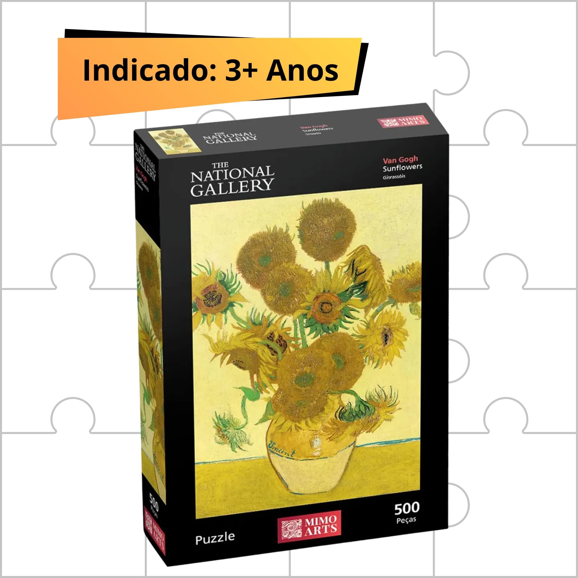 Quebra-Cabeça Unitário 500 Peças Obras de Arte Gallery Modelos:Girassóis Van Gogh