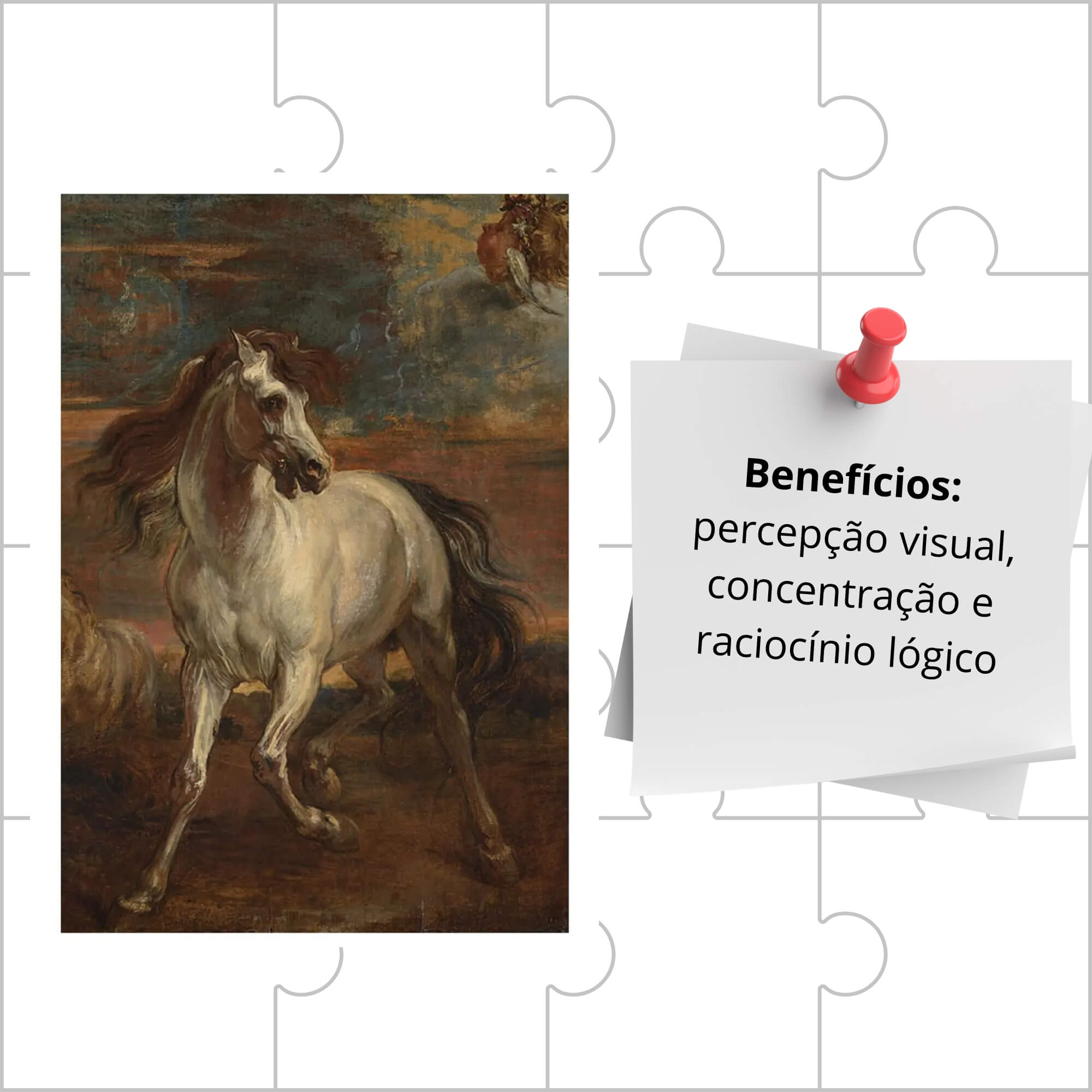 Quebra-Cabeça Unitário 500 Peças Obras de Arte Gallery Modelos:Os Cavalos De Aquiles