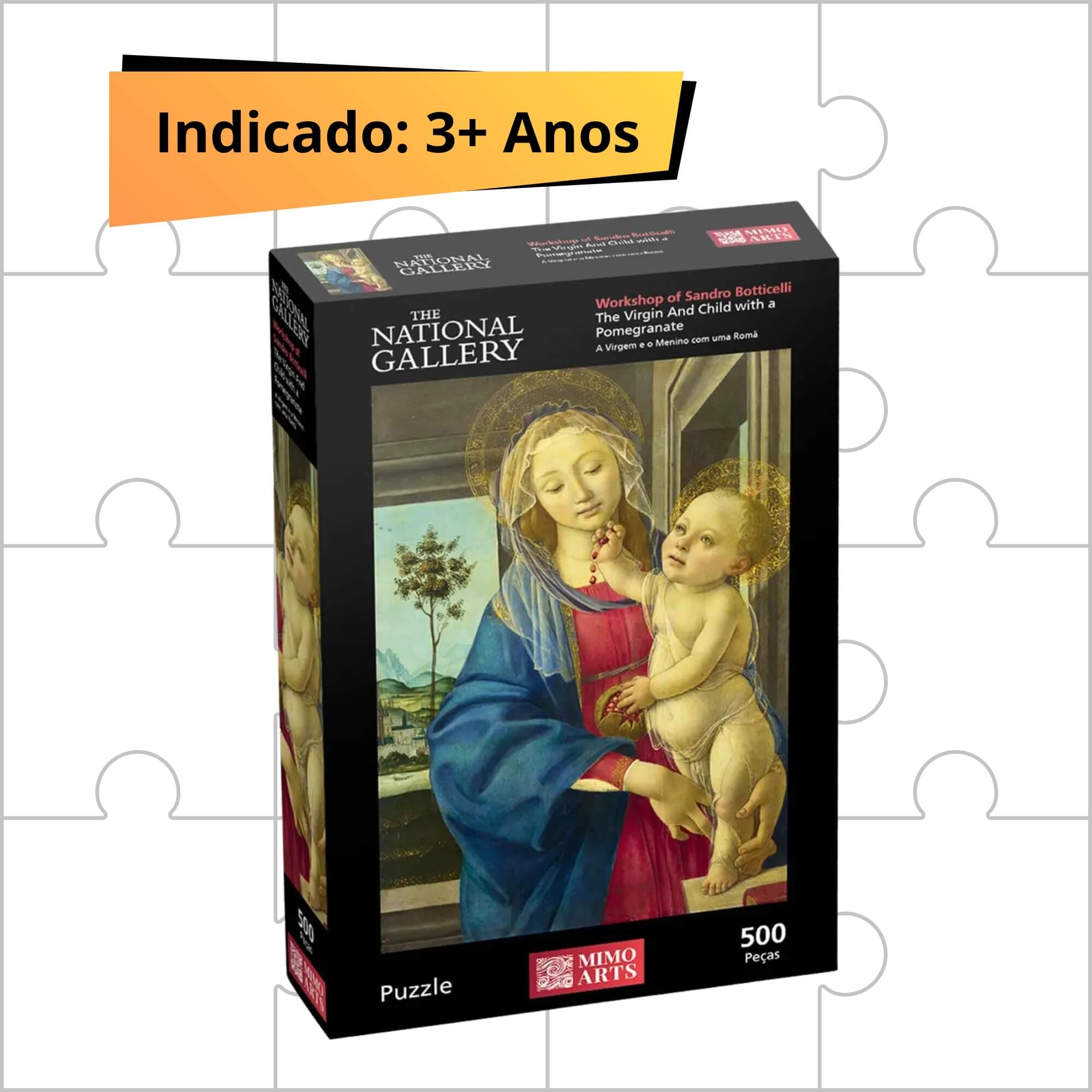 Quebra-Cabeça Unitário 500 Peças Obras de Arte Gallery Modelos:A Virgem e o Menino com Romã