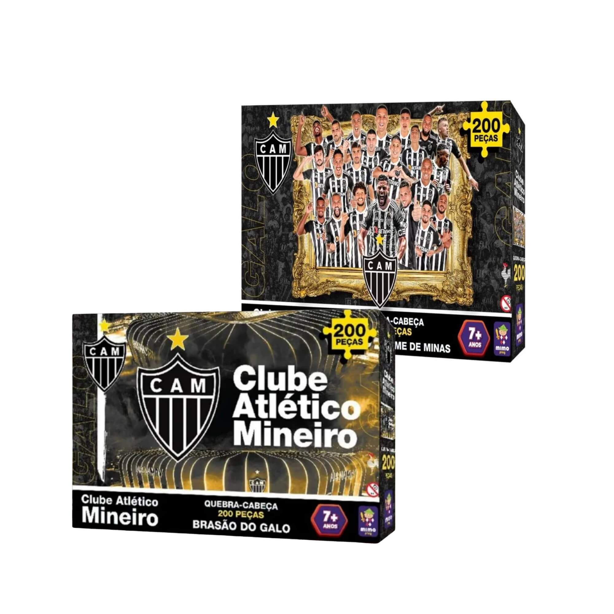 COMP Kit c/ 2 Quebra-Cabeças Puzzle Unitário 200 Peças Coleção Futebol Atlético Mineiro
