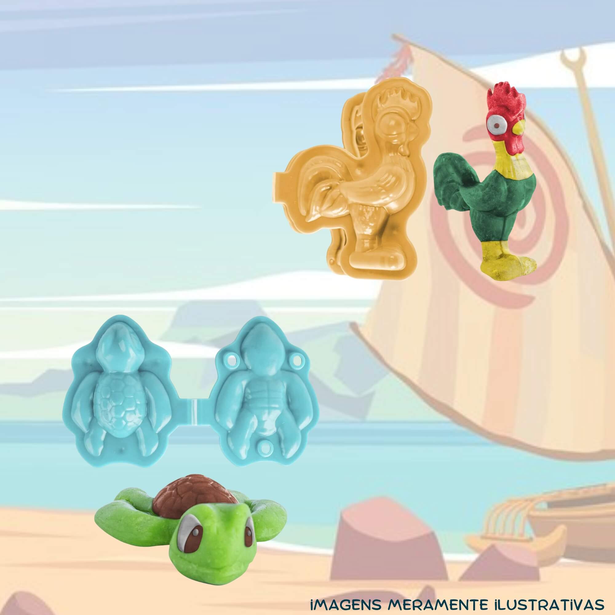 COMP Kit Brinquedo Infantil Moana e Amigos de Massinha + 10 Potes Coti Massa Tutti Frutti Cotiplas