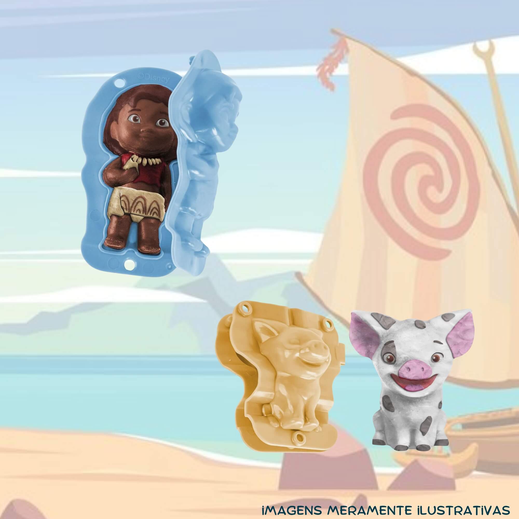 COMP Kit Brinquedo Infantil Moana e Amigos de Massinha + 10 Potes Coti Massa Tutti Frutti Cotiplas