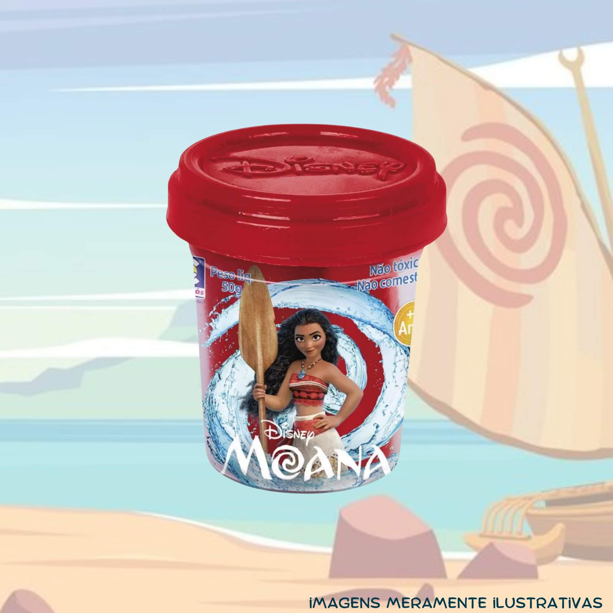 COMP Kit Brinquedo Infantil Moana e Amigos de Massinha + 10 Potes Coti Massa Tutti Frutti Cotiplas