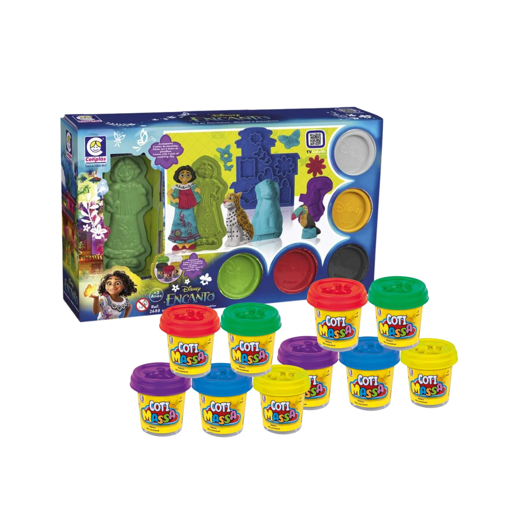 COMP Kit Brinquedo Infantil Kit Massinha de Modelar Mirabel Encanto + 10 Potes Coti Massa Cotiplas