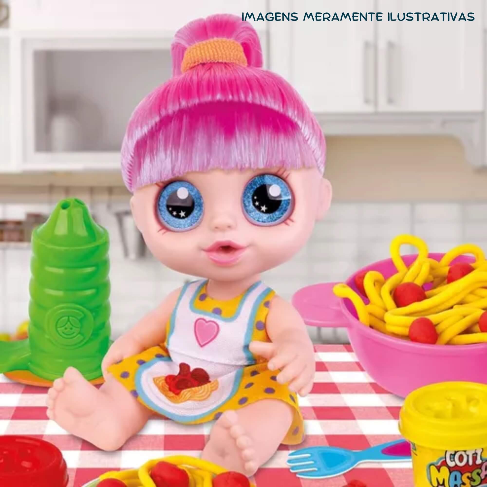 COMP Kit Boneca Butterfly Rainbow Massinha de Modelar + 10 Potes Coti Massa Tutti Frutti Cotiplás