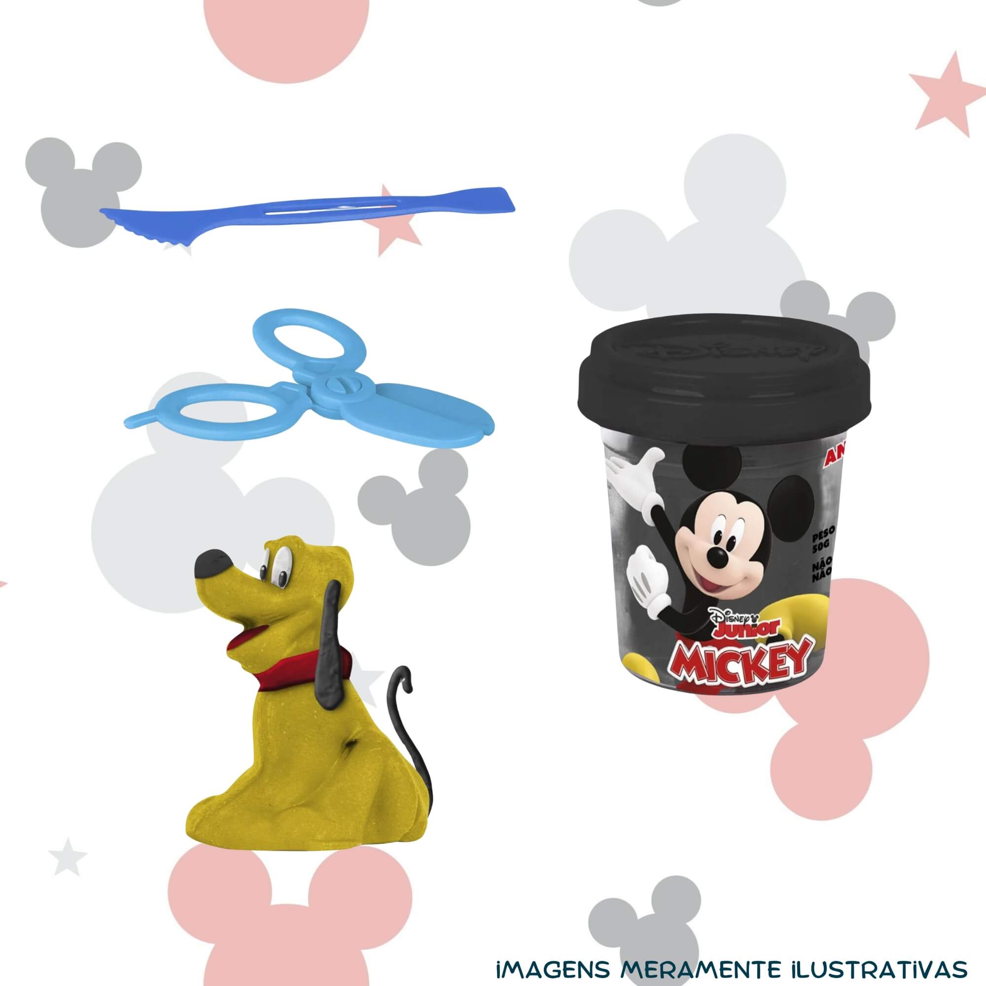 COMP Kit Brinquedo Infantil Massinha de Modelar Mickey Pets + 10 Potes Coti Massa Cotiplás