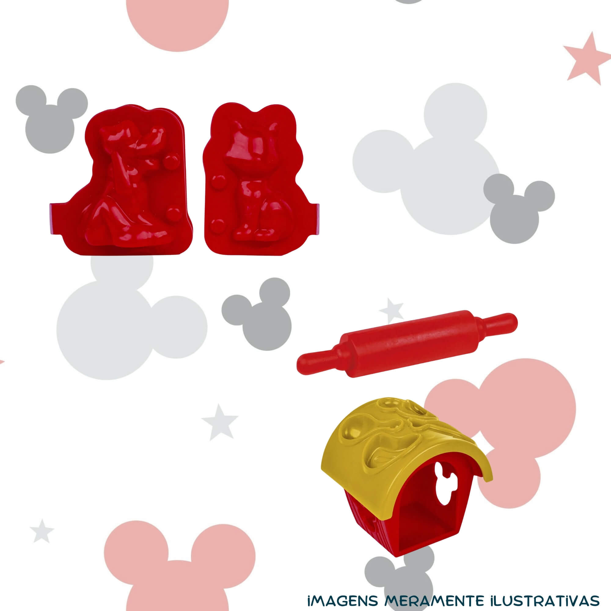 COMP Kit Brinquedo Infantil Massinha de Modelar Mickey Pets + 10 Potes Coti Massa Cotiplás