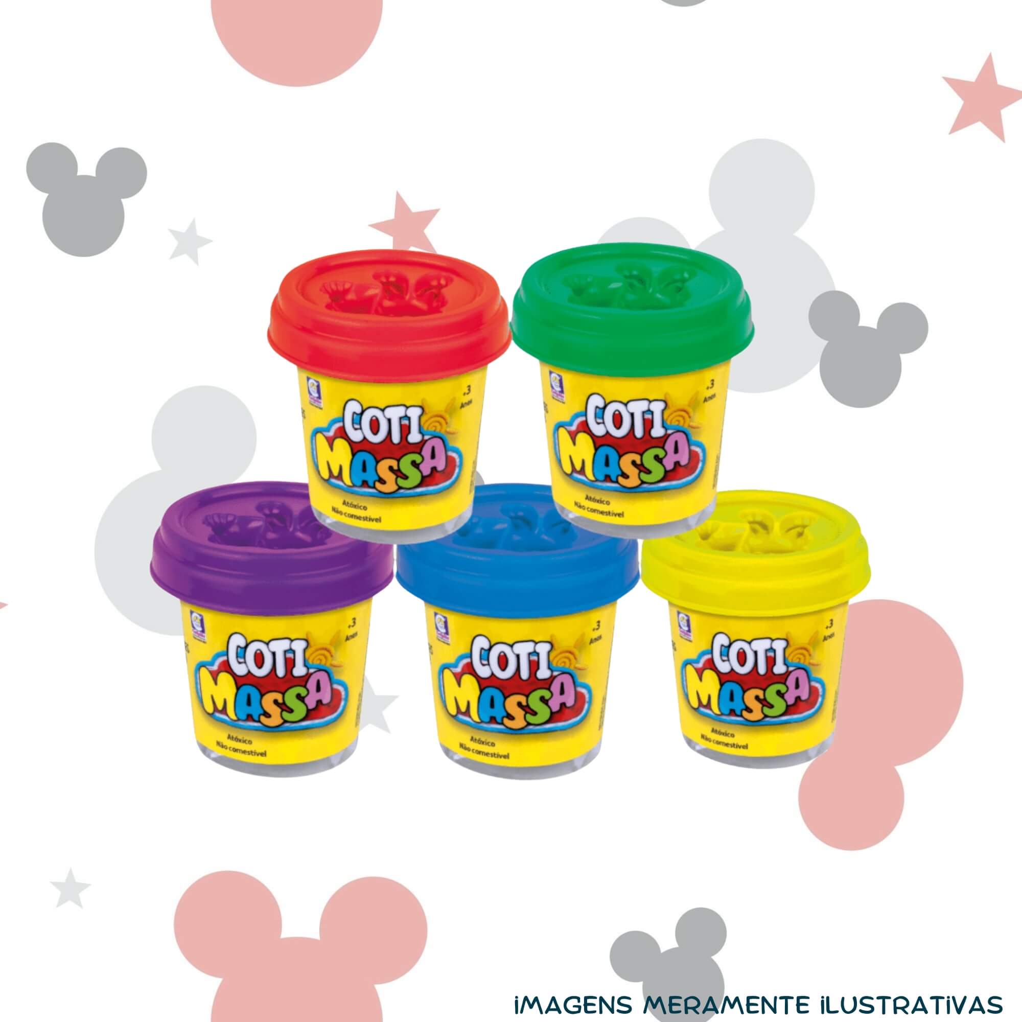 COMP Kit Brinquedo Infantil Massinha de Modelar Mickey Pets + 10 Potes Coti Massa Cotiplás