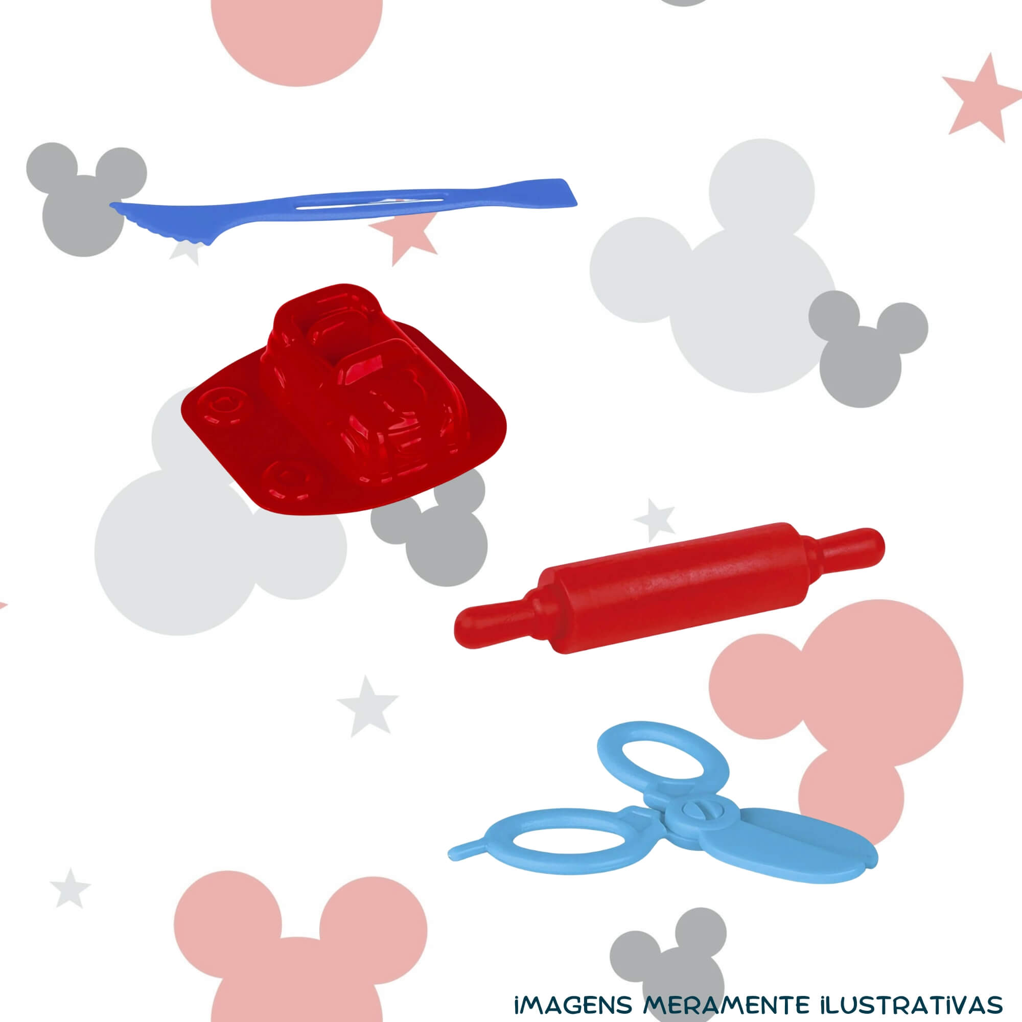 COMP Kit Brinquedo Infantil Massinha de Modelar Mickey Disney + 10 Potes Coti Massa Cotiplás