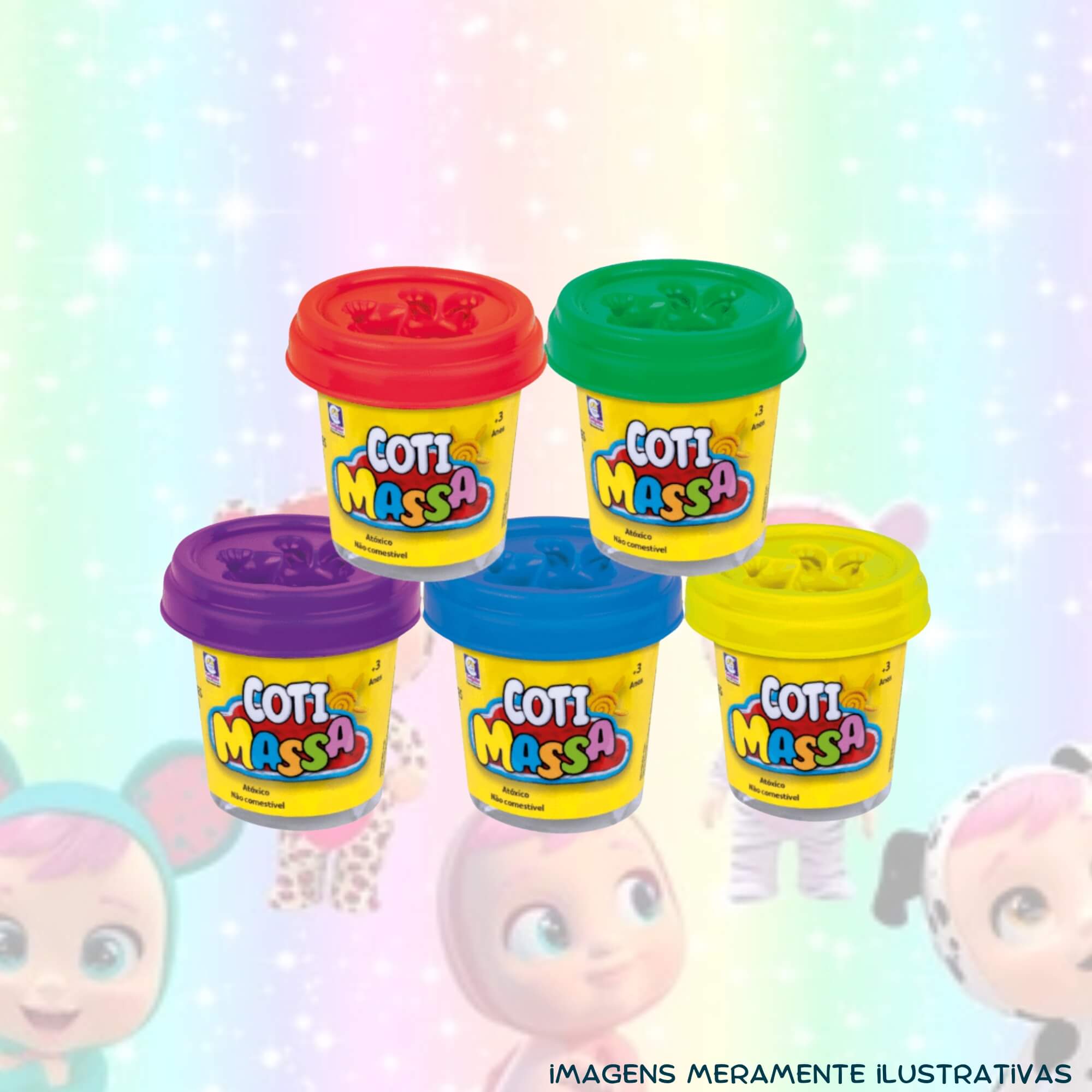 COMP Kit Brinquedo Massinha de Modelar My Little Hair Cry Babies + 10 Potes Coti Massa Cotiplás