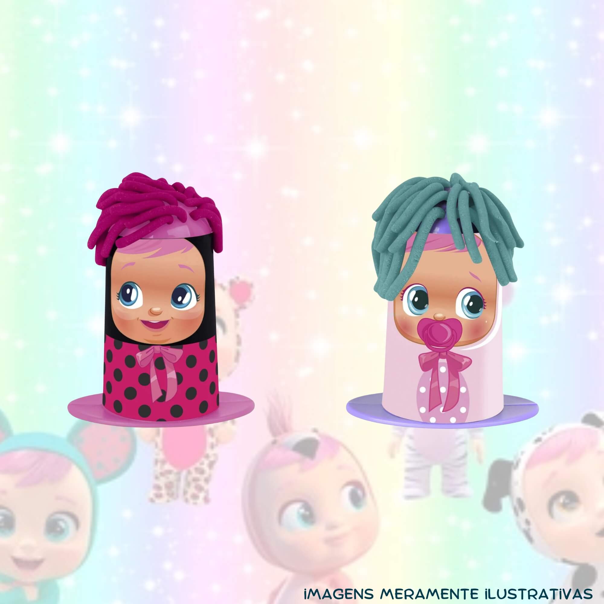 COMP Kit Brinquedo Massinha de Modelar My Little Hair Cry Babies + 10 Potes Coti Massa Cotiplás