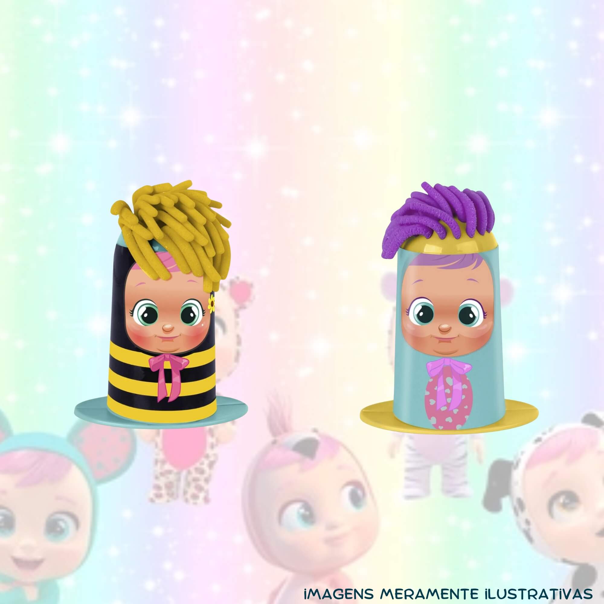 COMP Kit Brinquedo Massinha de Modelar My Little Hair Cry Babies + 10 Potes Coti Massa Cotiplás