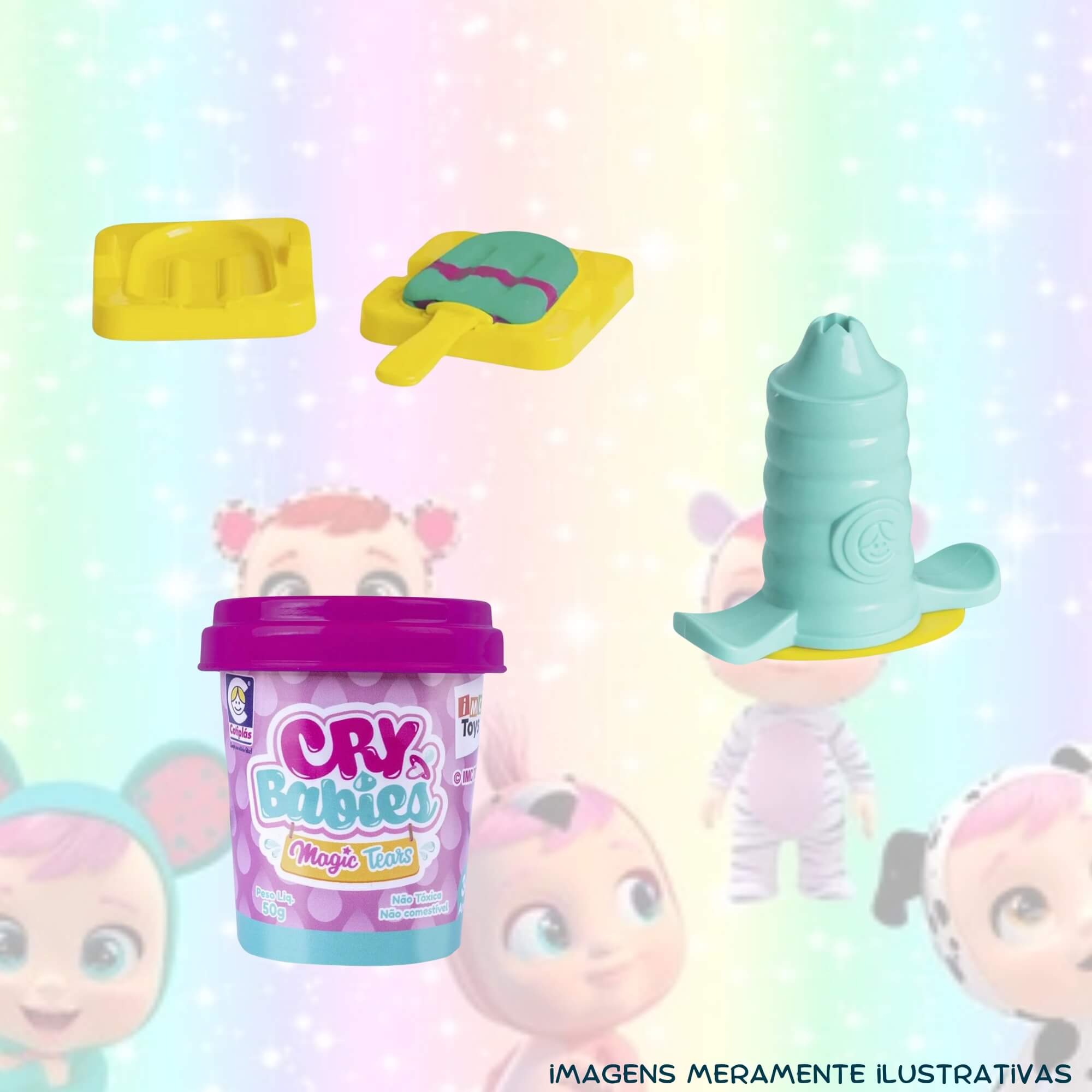 COMP Kit Brinquedo Sorveteria Divertida Massinha de Modelar Cry Babies + 10 Coti Massa Cotiplás