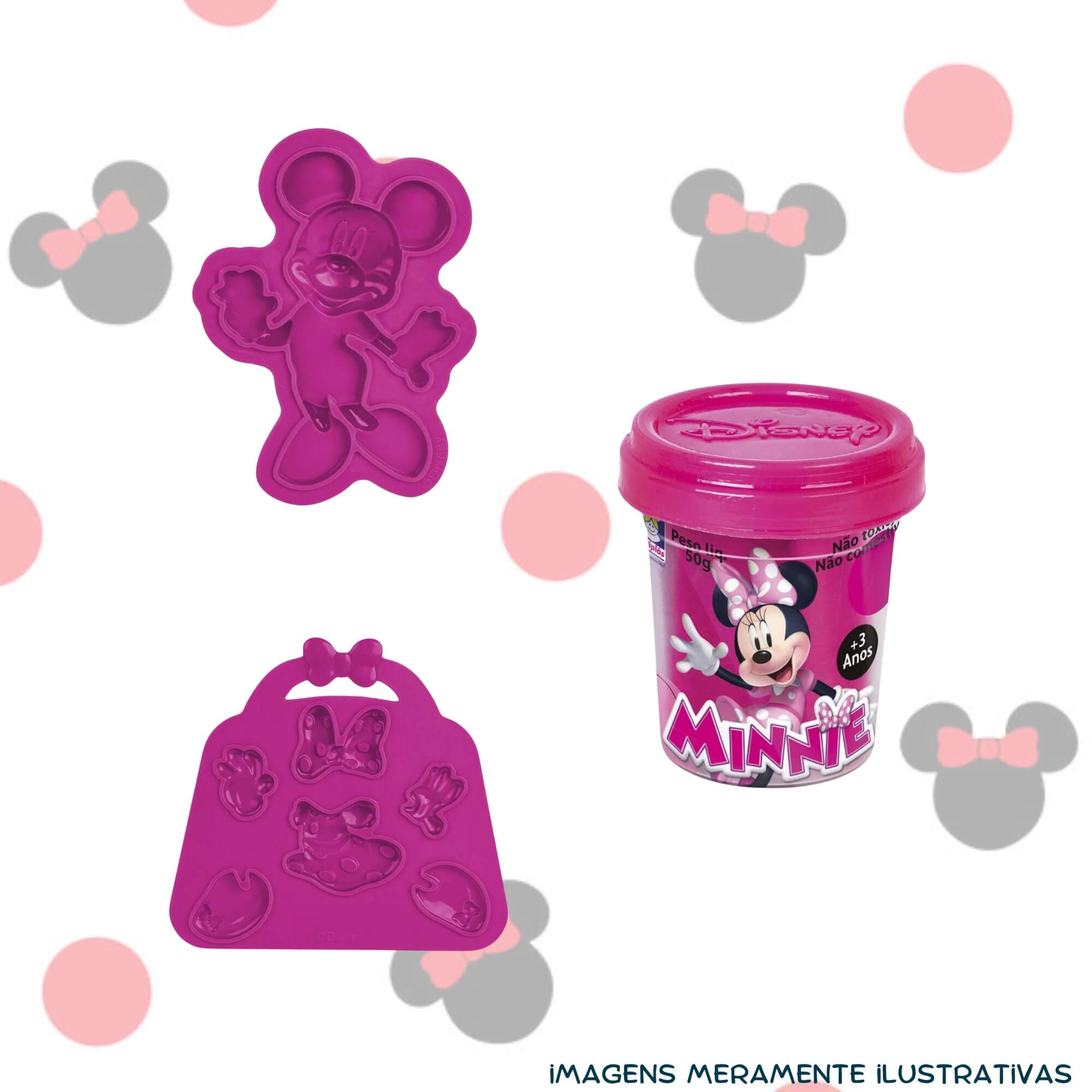 COMP Kit Brinquedo Infantil Massinha de Modelar Minnie Disney + 10 Potes Coti Massa Cotiplás