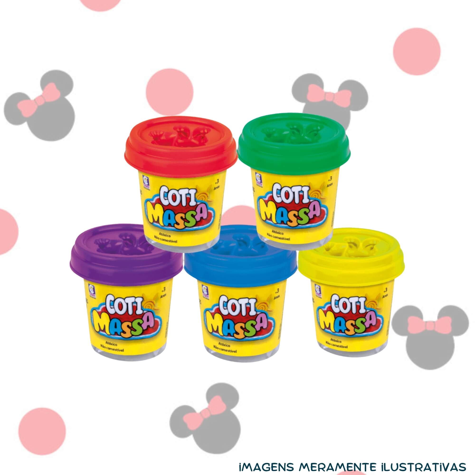 COMP Kit Brinquedo Infantil Massinha de Modelar Minnie Disney + 10 Potes Coti Massa Cotiplás
