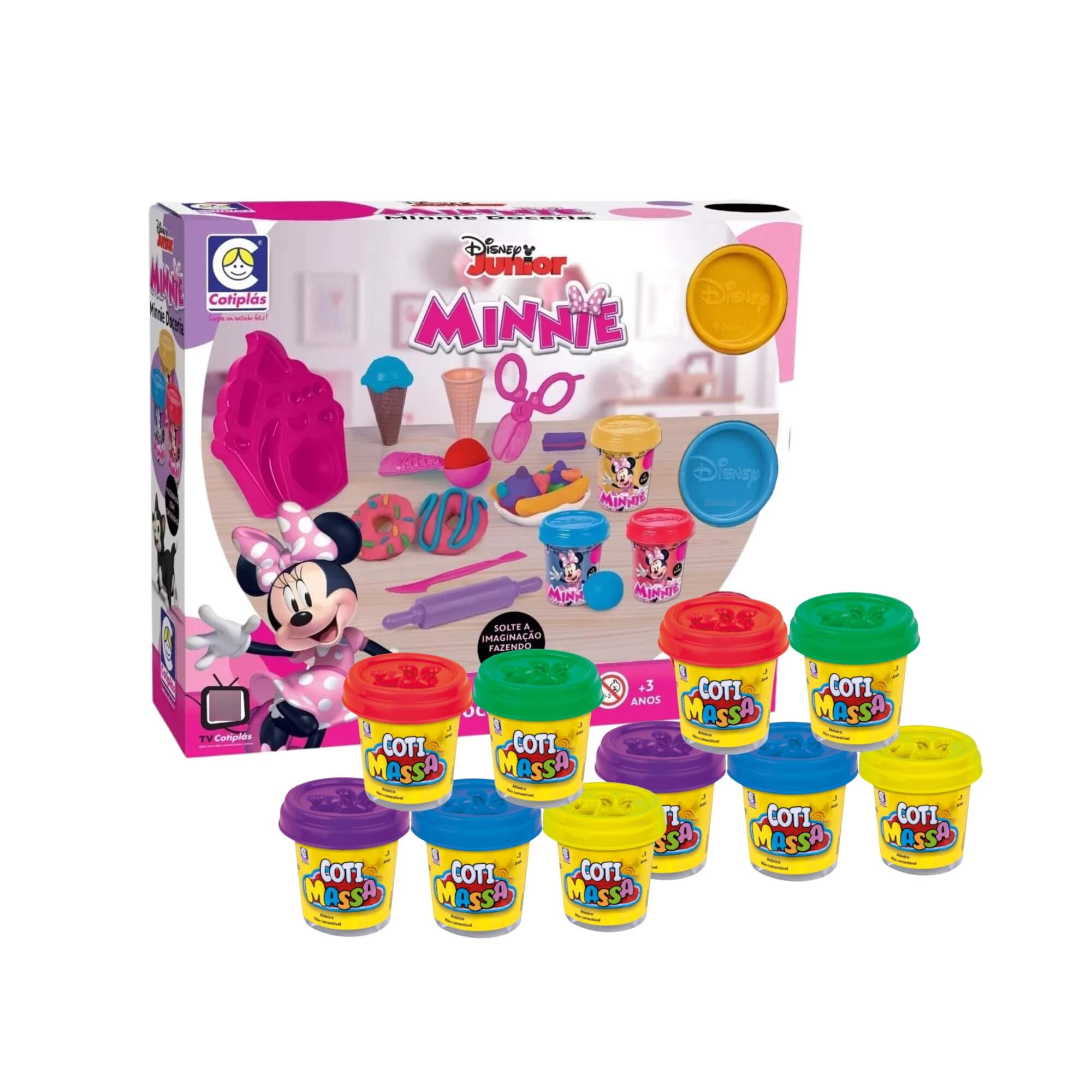COMP Kit Brinquedo Massinha de Modelar Minnie Disney Doceria + 10 Potes de Coti Massa Cotiplás