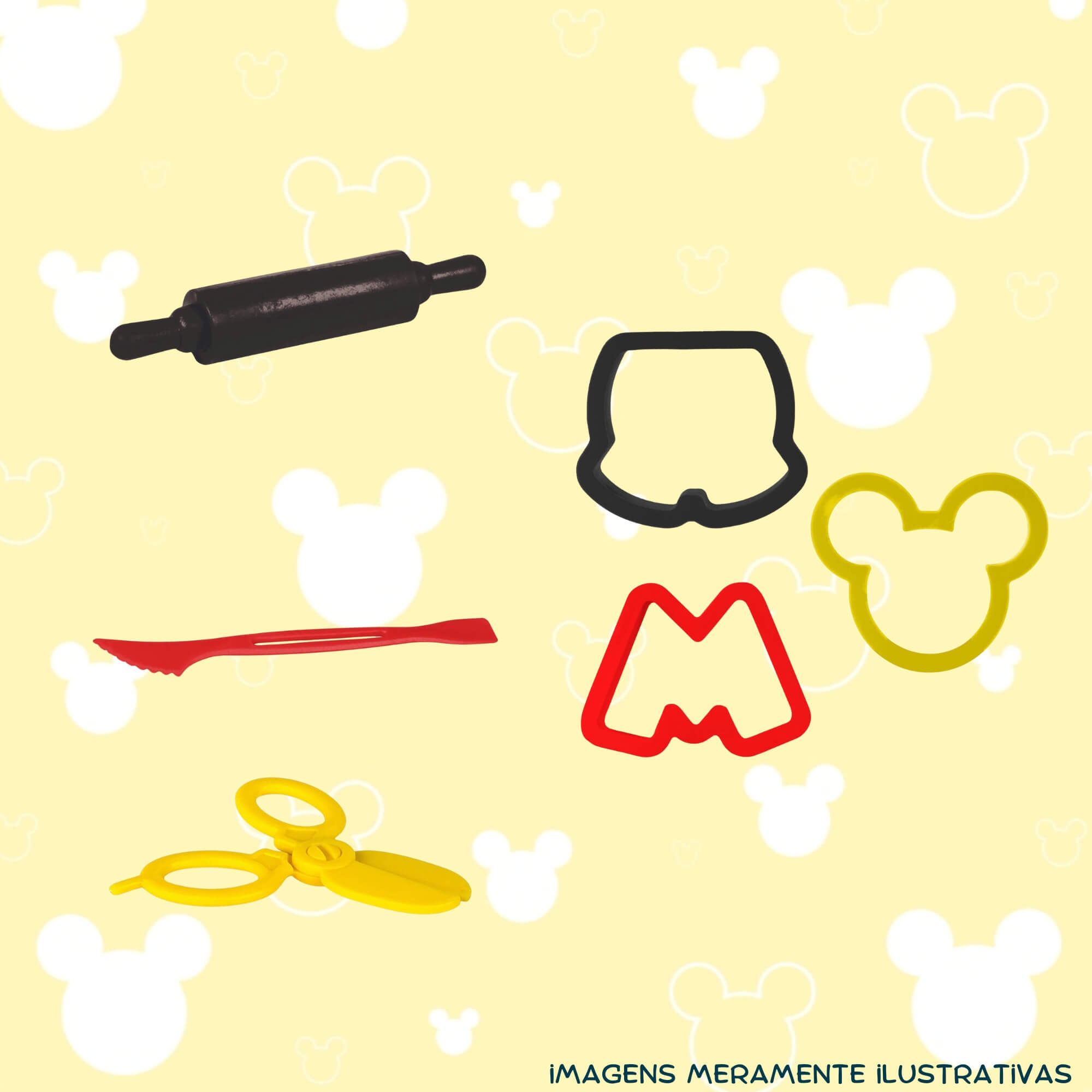 COMP Kit Brinquedo Infantil Lancheira Mickey Disney Massinhas de Modelar + 10 Coti Massa Cotiplás