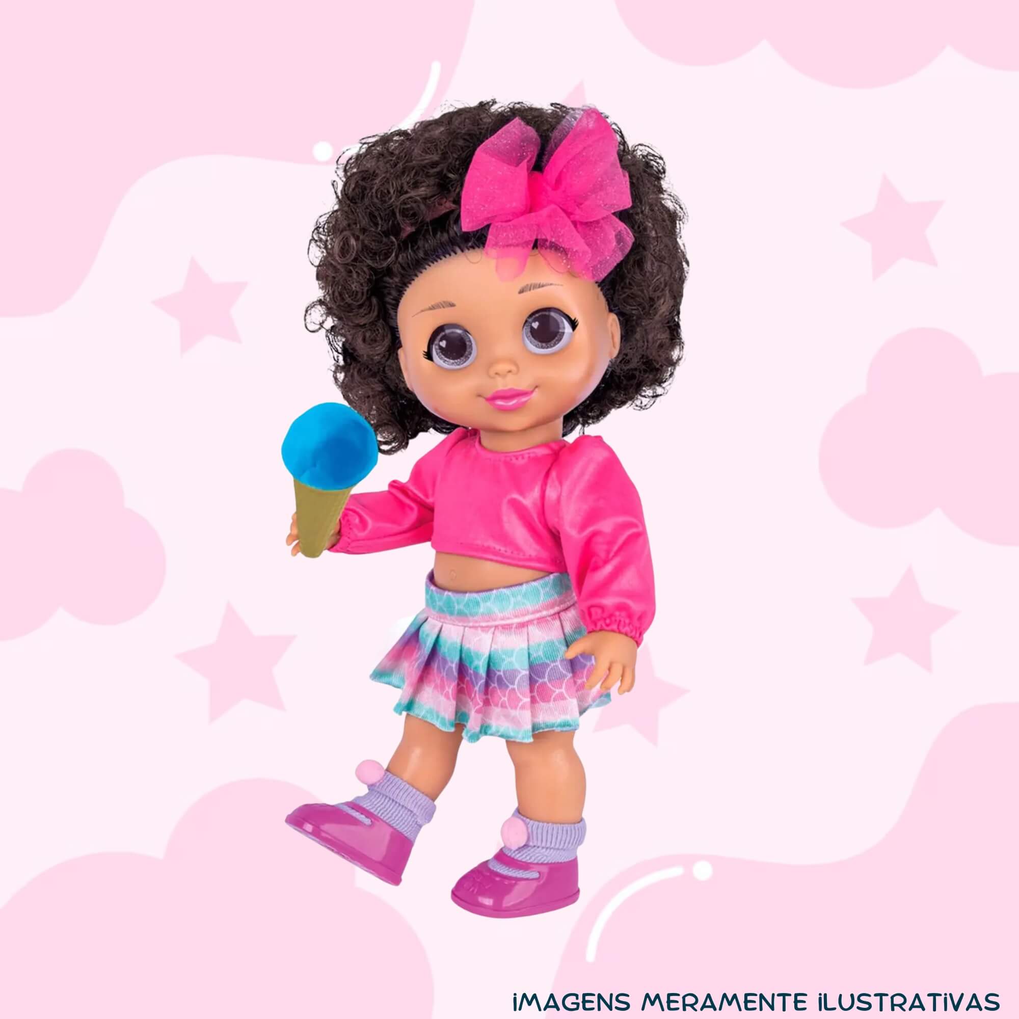 COMP Kit Brinquedo Boneca Baby Vem Brincar Gelateria Massinha de Modelar + 10 Coti Massa Cotiplas