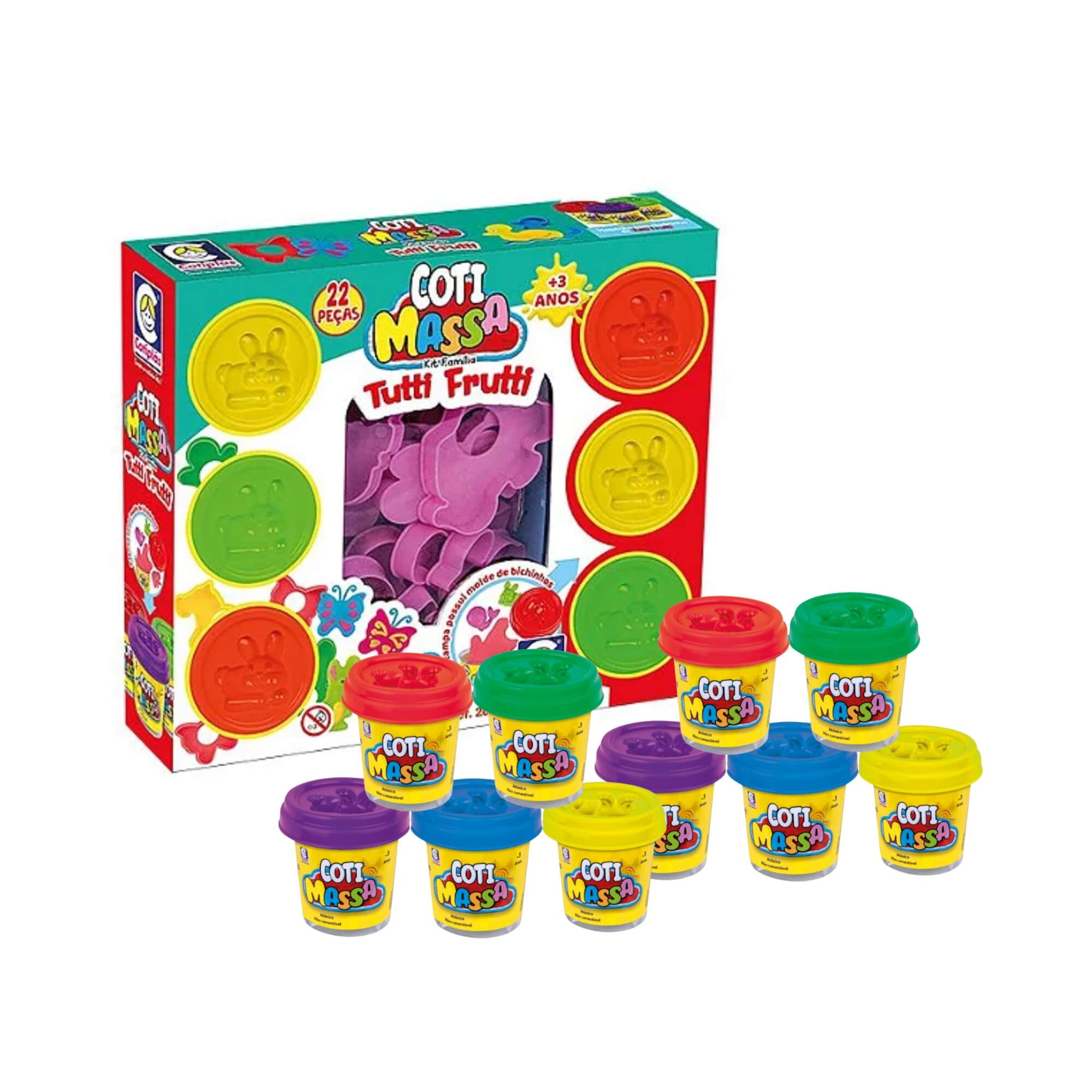 COMP Kit Brinquedo Infantil Massinha de Modelar Kit Família + 10 Potes de Coti Massa Cotiplás