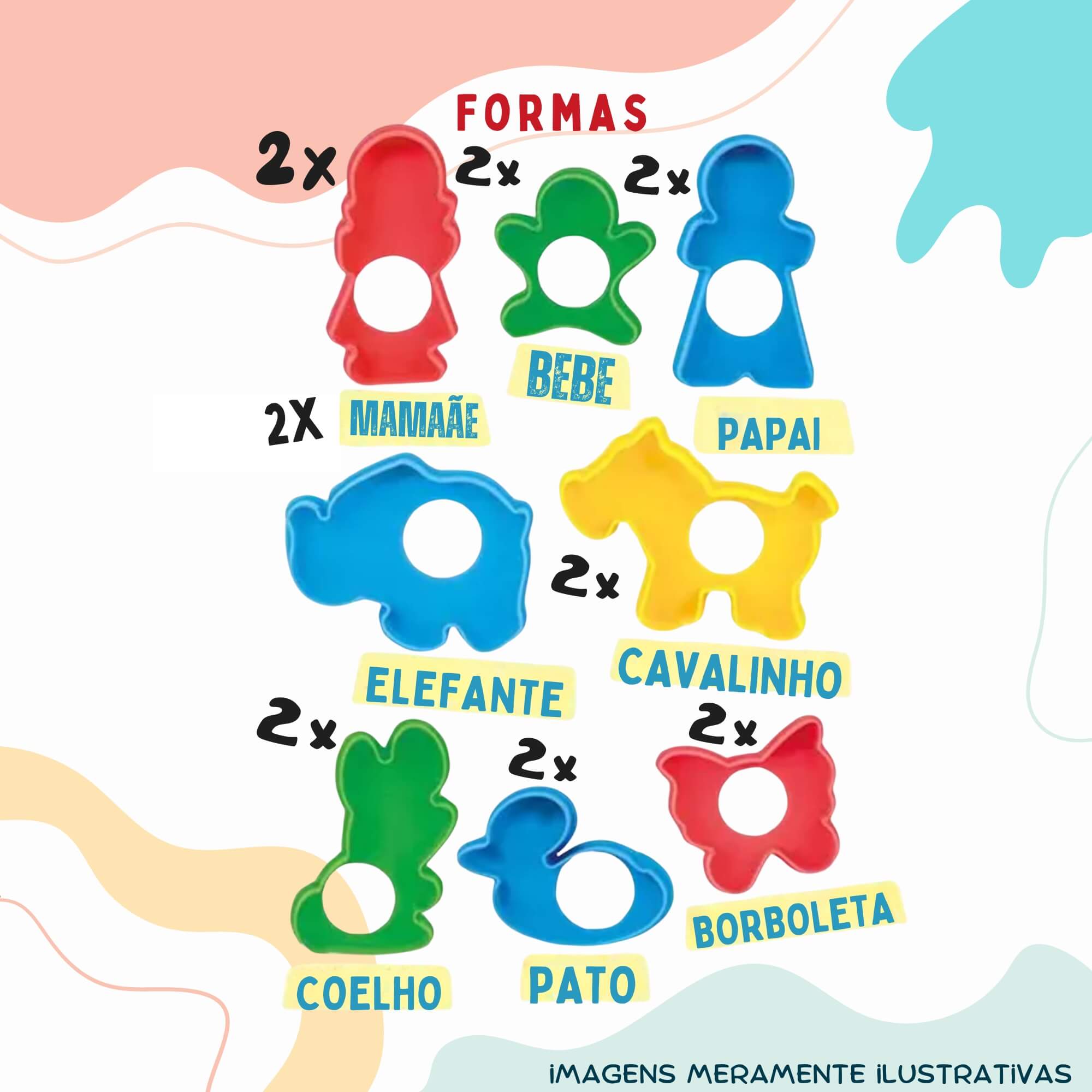 COMP Kit Brinquedo Infantil Massinha de Modelar Kit Família + 10 Potes de Coti Massa Cotiplás