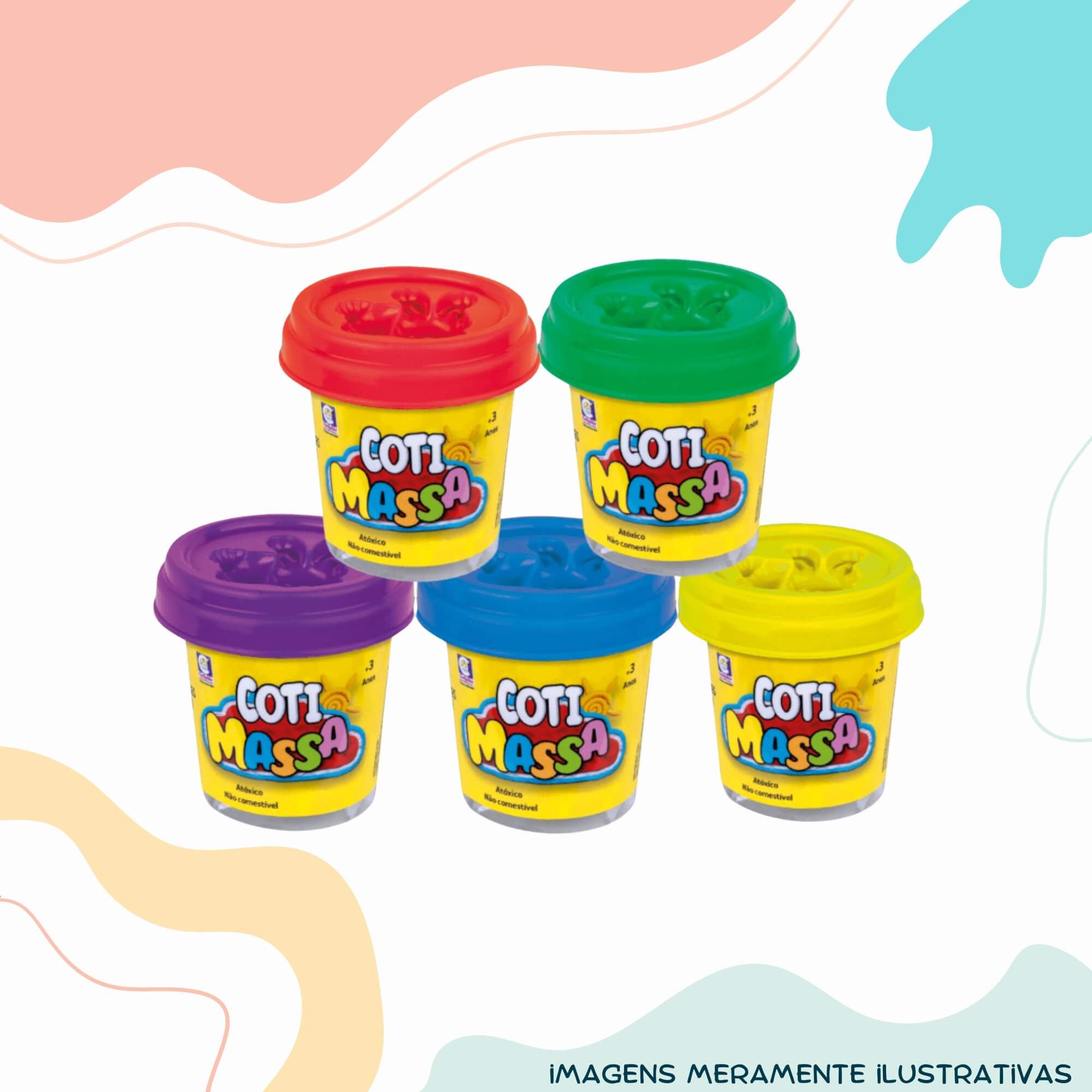 COMP Kit Brinquedo Infantil Massinha de Modelar Kit Família + 10 Potes de Coti Massa Cotiplás