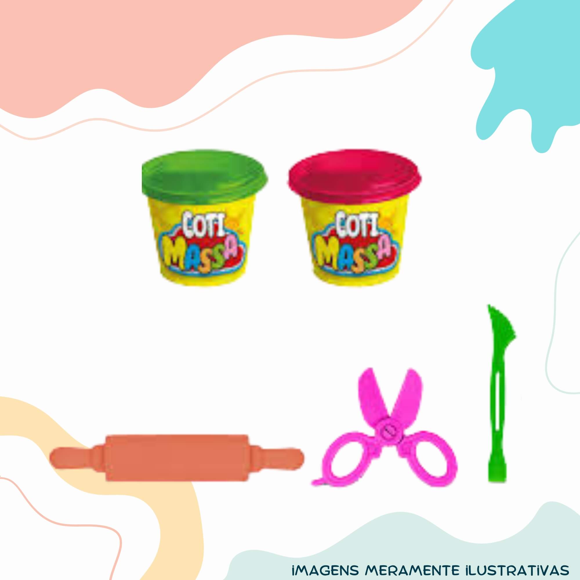 COMP Kit Brinquedo Infantil Massinha de Modelar Confeiteiro + 10 Potes de Coti Massa Cotiplás