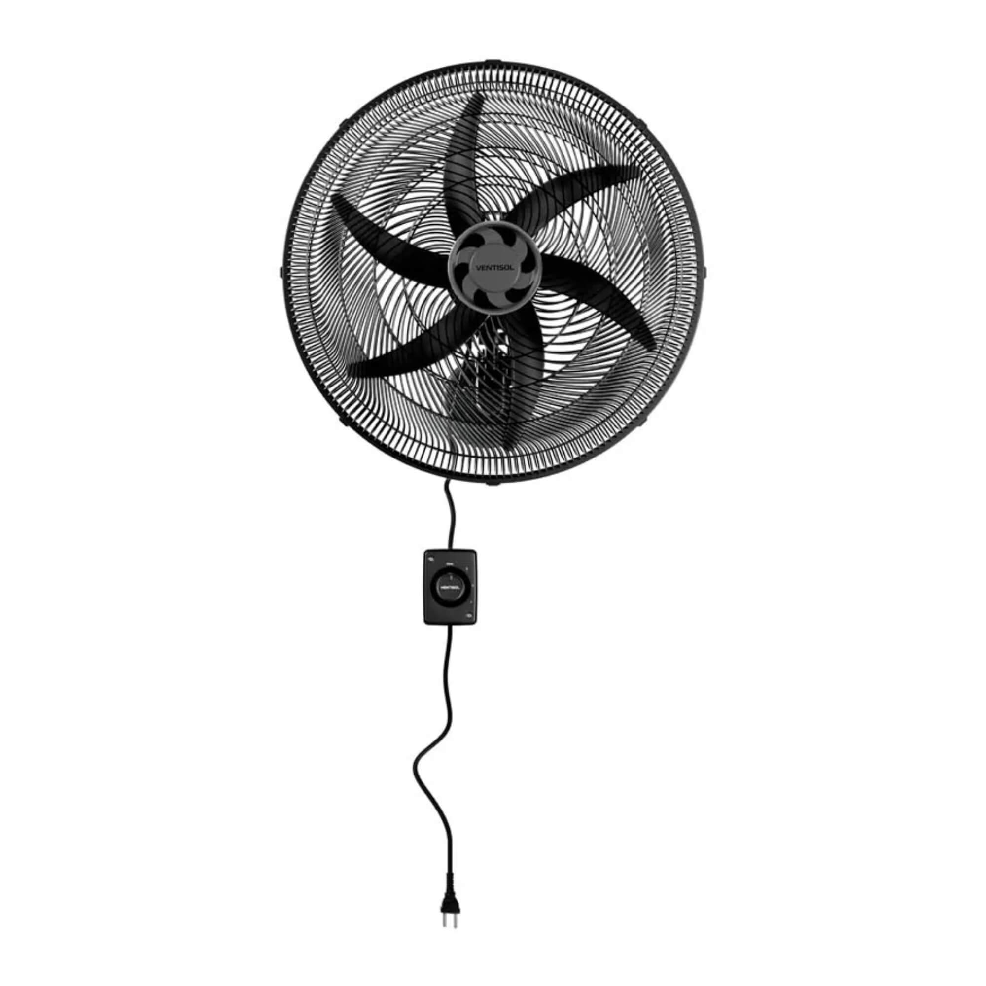 Ventilador Oscilante de Parede Monta Fácil 50cm Preto 127V 6 Pás Ventisol Agratto - 11421