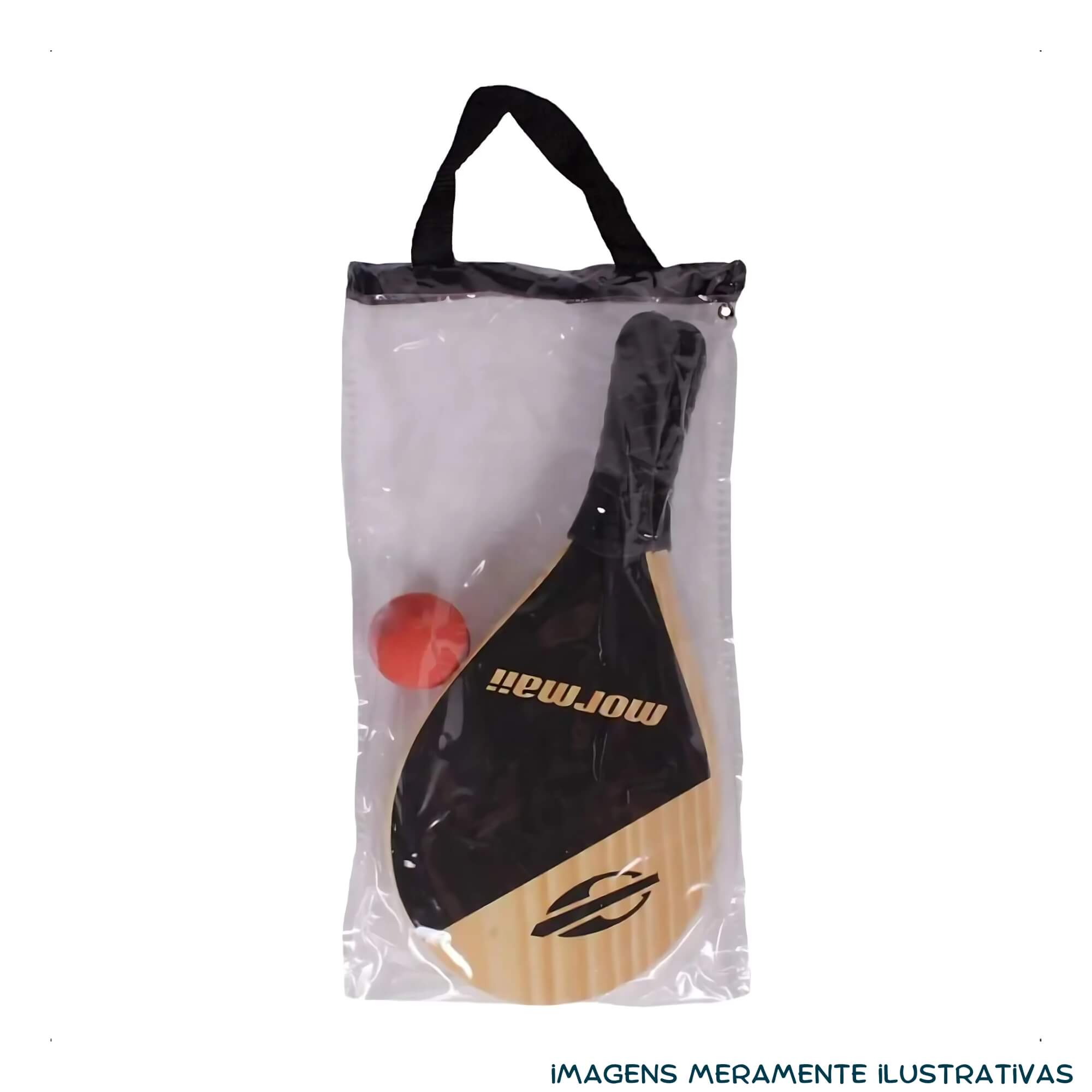 COMP Kit Jogo de Frescobol Raquetes + 4 Bolinhas de Borracha Praia Esportes ao Ar Livre