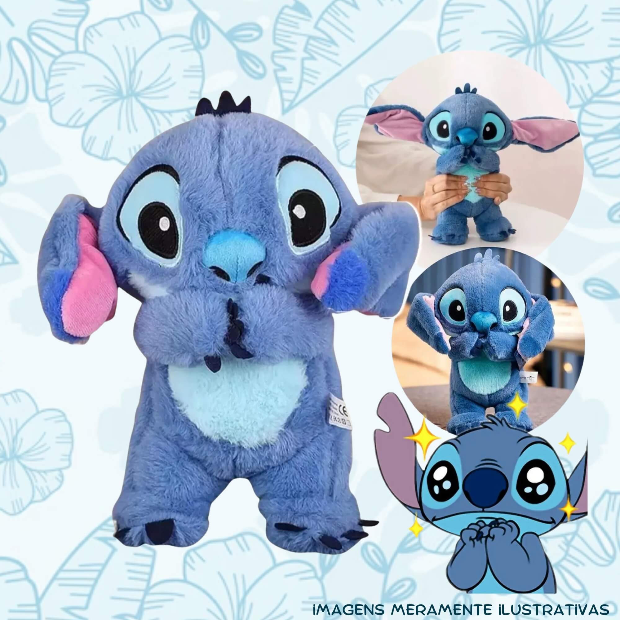 COMP Kit Pelúcia Stitch Disney Peek a Boo Interativo 30cm + Boombox Caixa de Som Infantil Karaokê