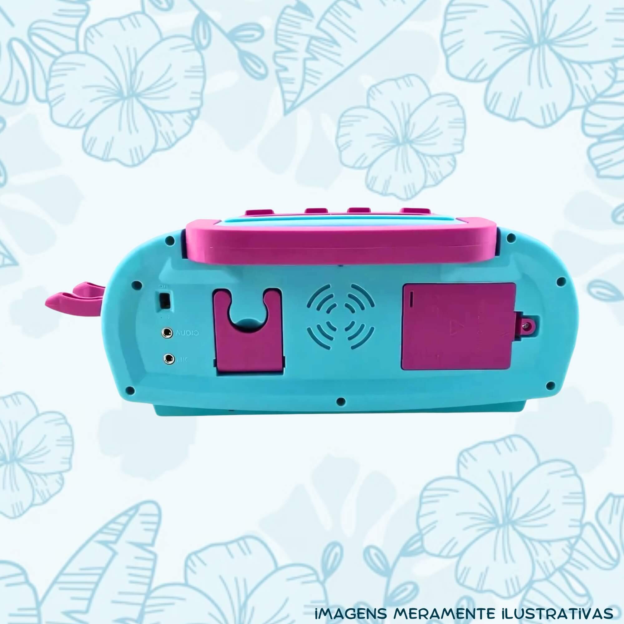 COMP Kit Pelúcia Stitch Disney Peek a Boo Interativo 30cm + Boombox Caixa de Som Infantil Karaokê